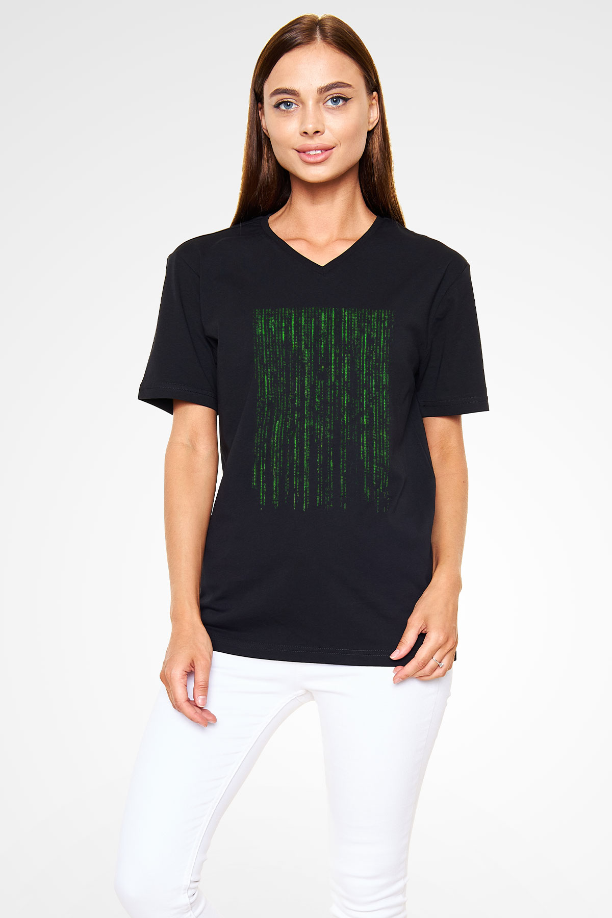 Bilgisayar programcısı Siyah Unisex V Yaka Tişört T-Shirt