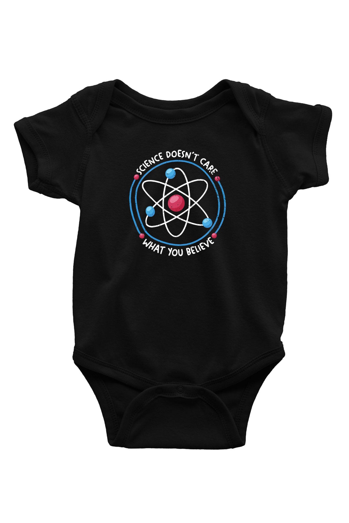 Bilim Atom Yazılı Baskılı Unisex  Siyah Bebek Body - Zıbın