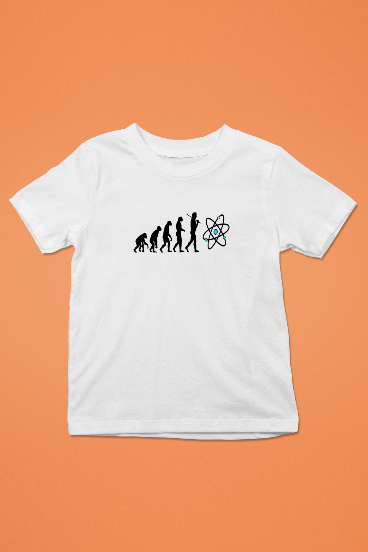 Bilim Evrim Atom Baskılı Unisex Beyaz Çocuk Tişörtü - Tshirt