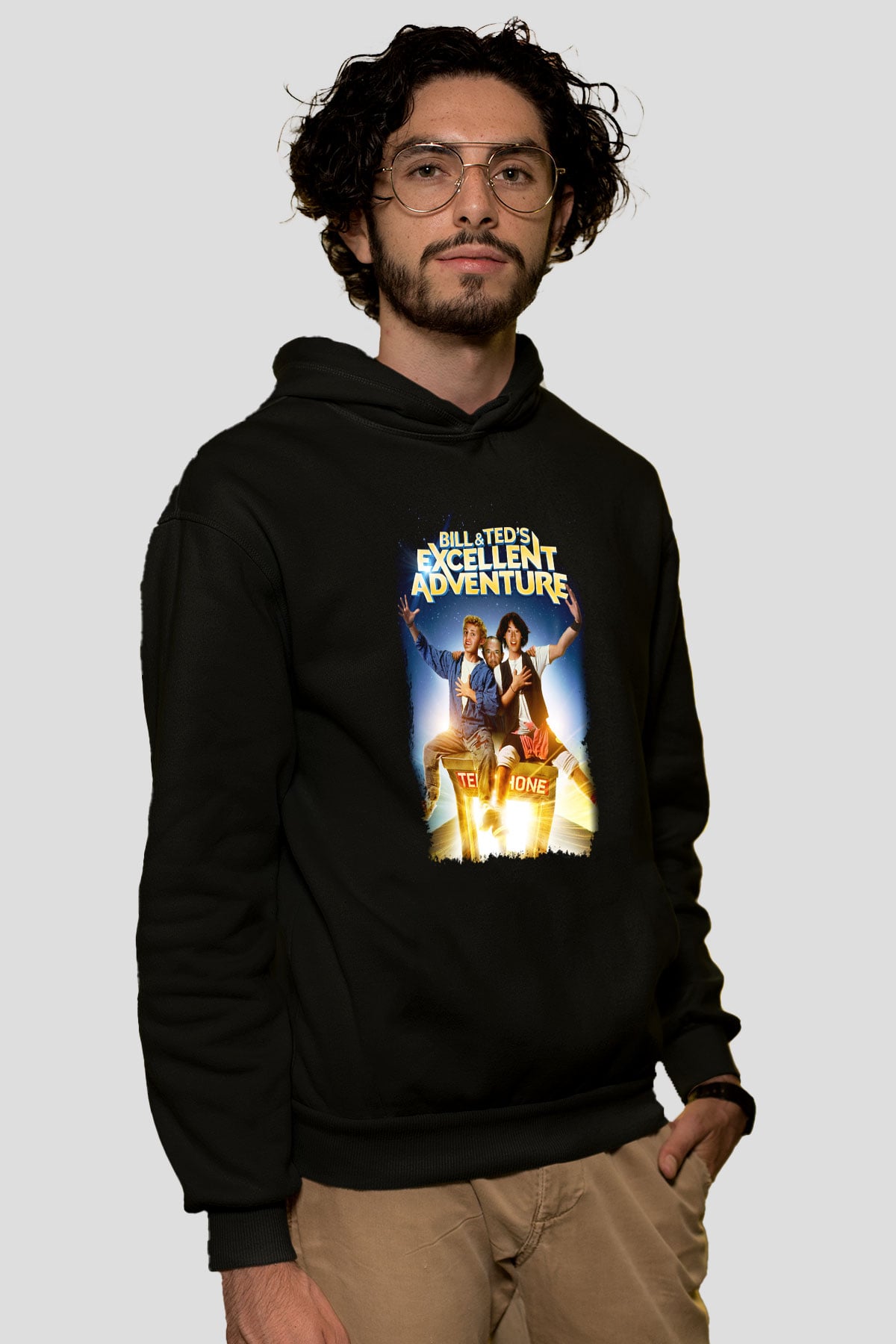 Bill and Teds Excellent Adventure Siyah Unisex Kapüşonlu Sweatshirt