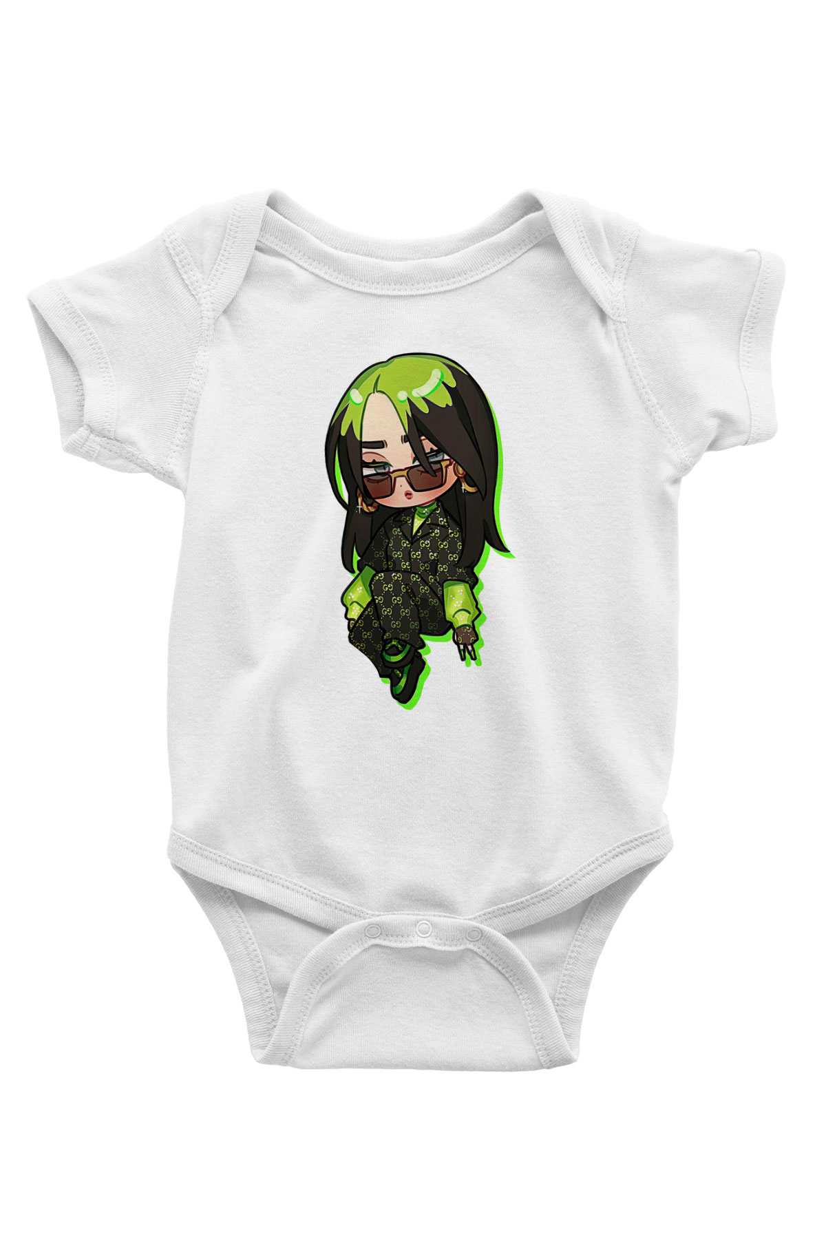 Billie Eilish Baskılı Beyaz Unisex Bebek Body - Zıbın