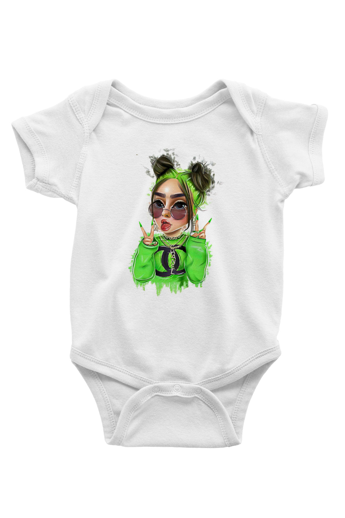 Billie Eilish Baskılı Beyaz Unisex Bebek Body - Zıbın