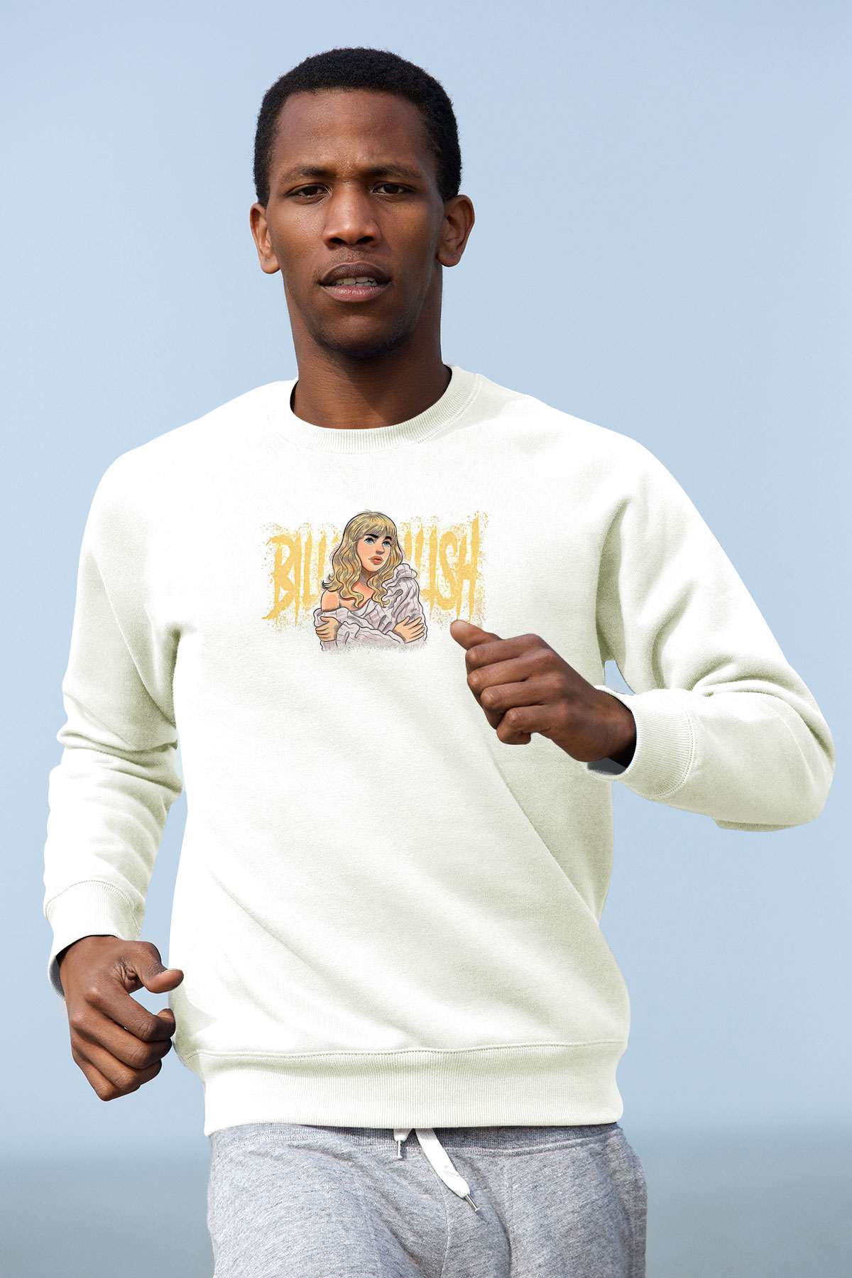 Billie Eilish Baskılı Beyaz Unisex Sweatshirt