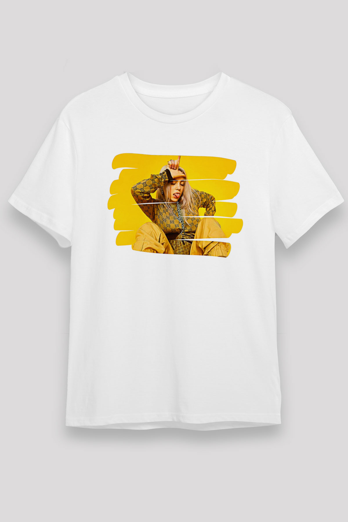 Billie Eilish Baskılı Unisex Beyaz Tişört - Tshirt