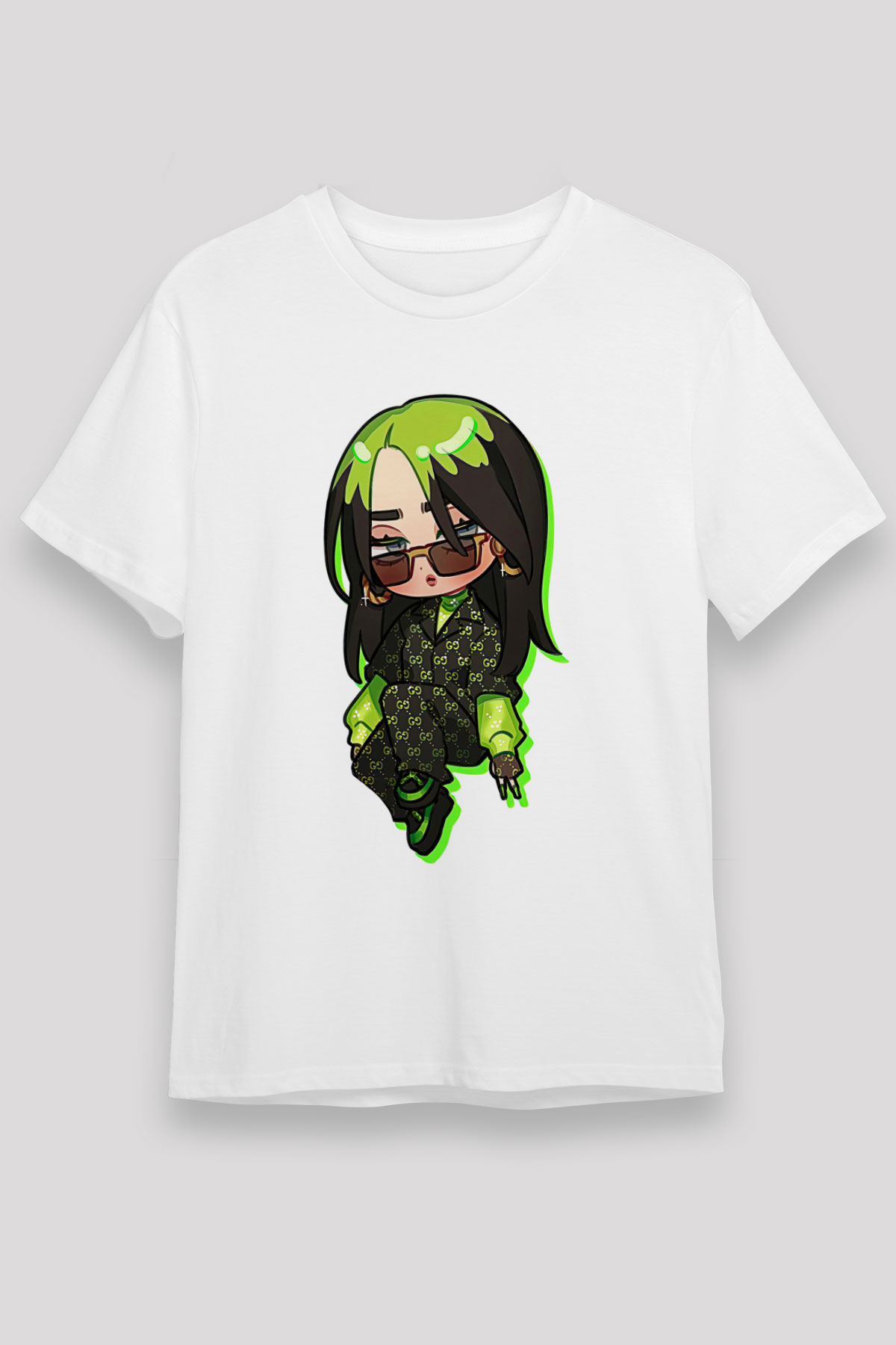 Billie Eilish Baskılı Unisex Beyaz Tişört - Tshirt