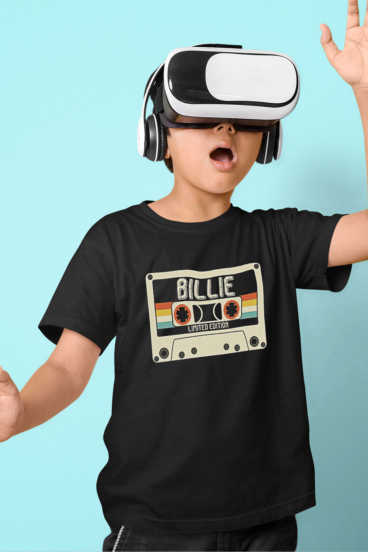 Billie Eilish Baskılı Unisex Siyah Çocuk Tişört - Tshirt