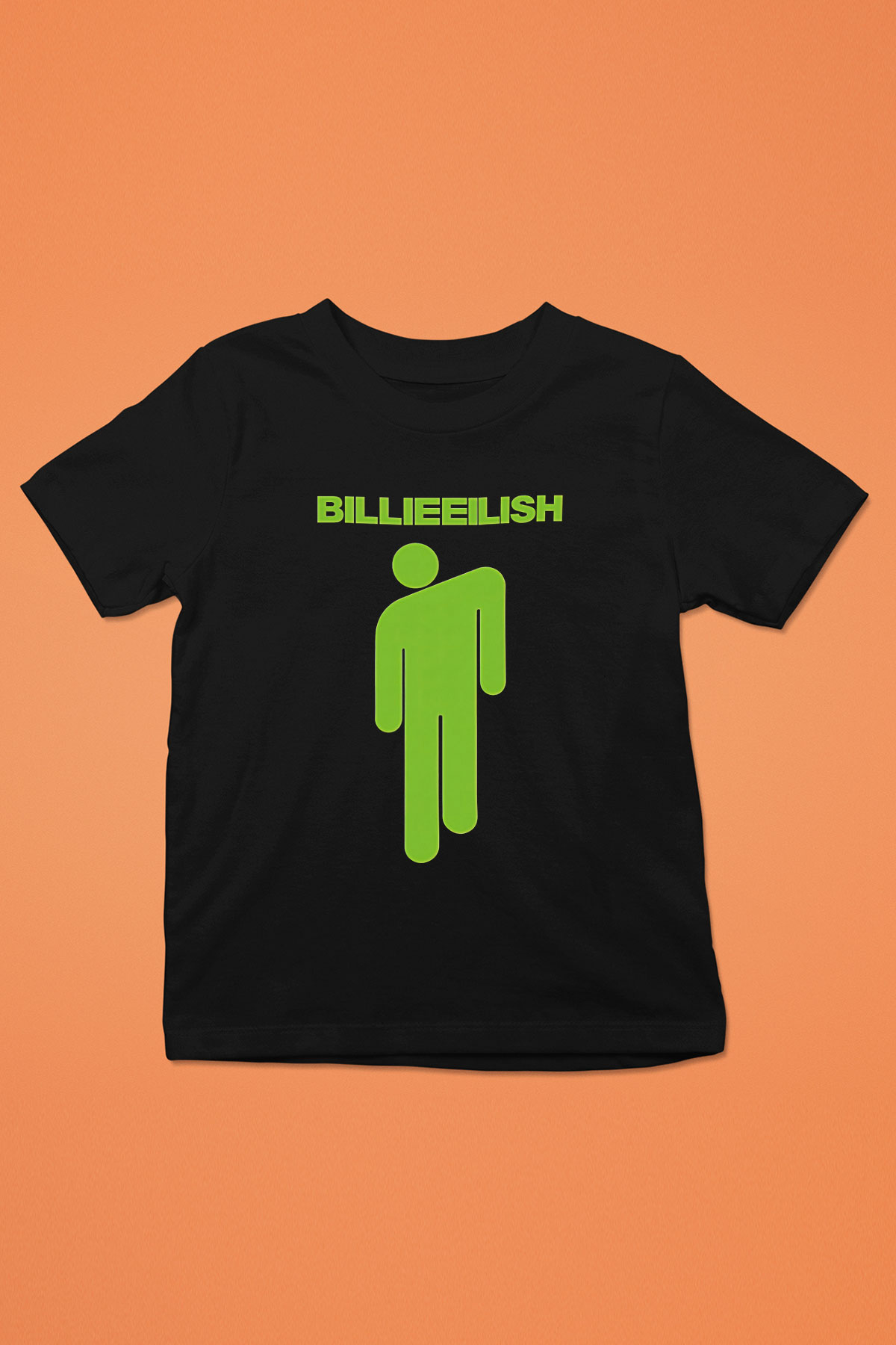 Billie Eilish Baskılı Unisex Siyah Çocuk Tişört - Tshirt