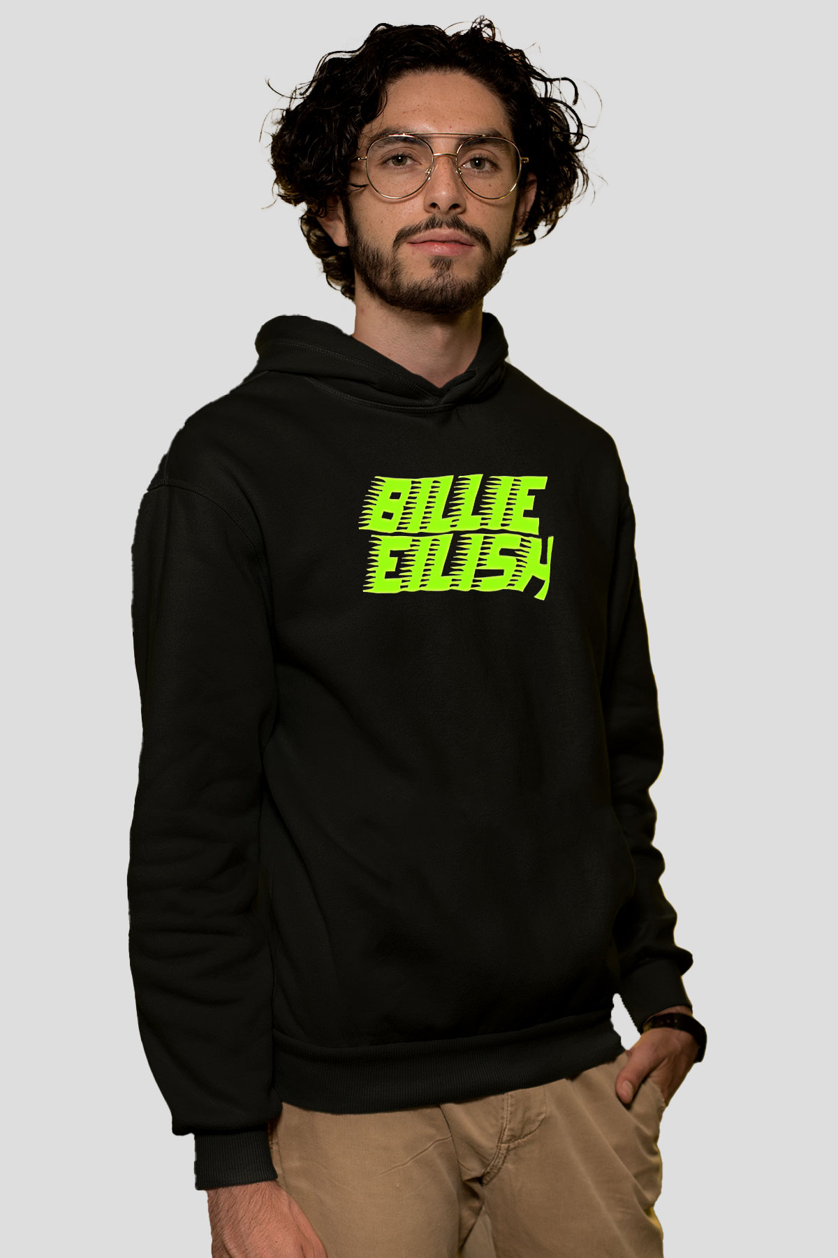 Billie Eilish Baskılı Unisex Siyah Hoodie