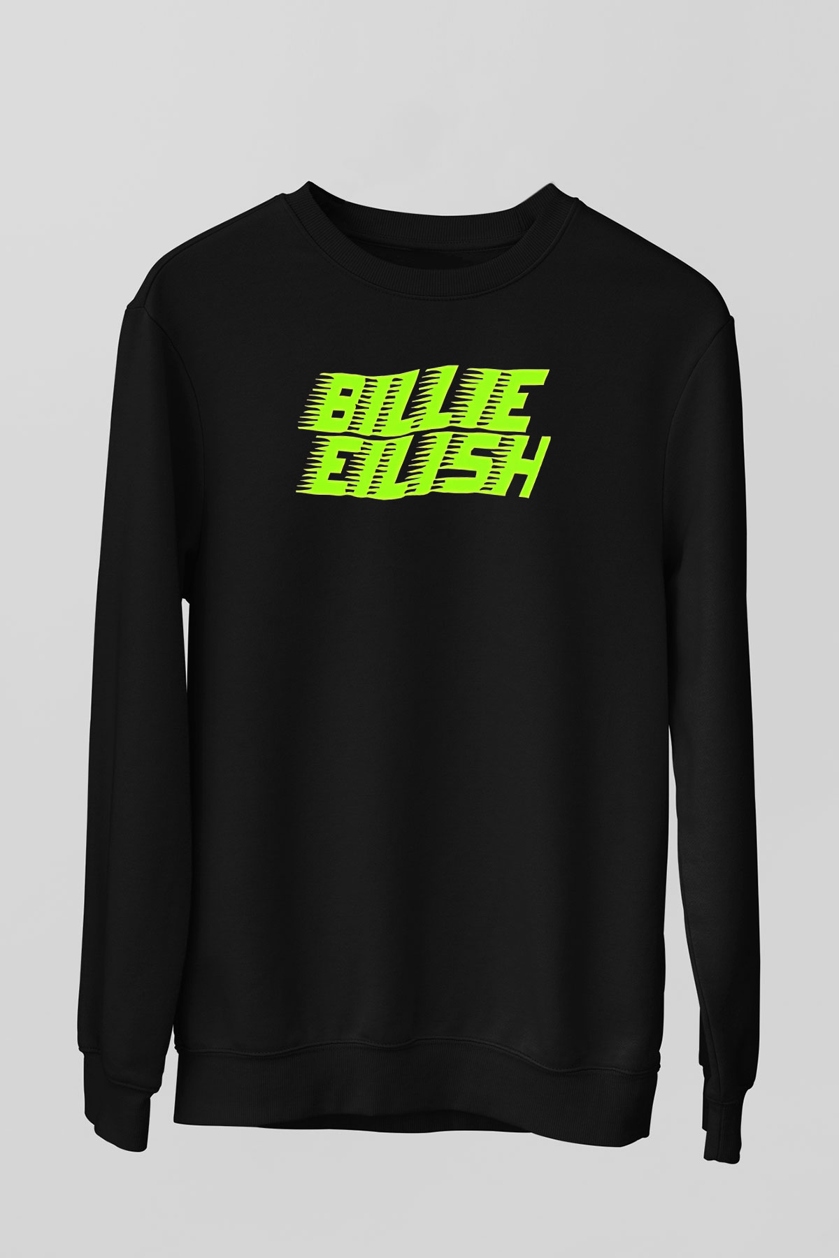 Billie Eilish Baskılı Unisex Siyah Sweatshirt