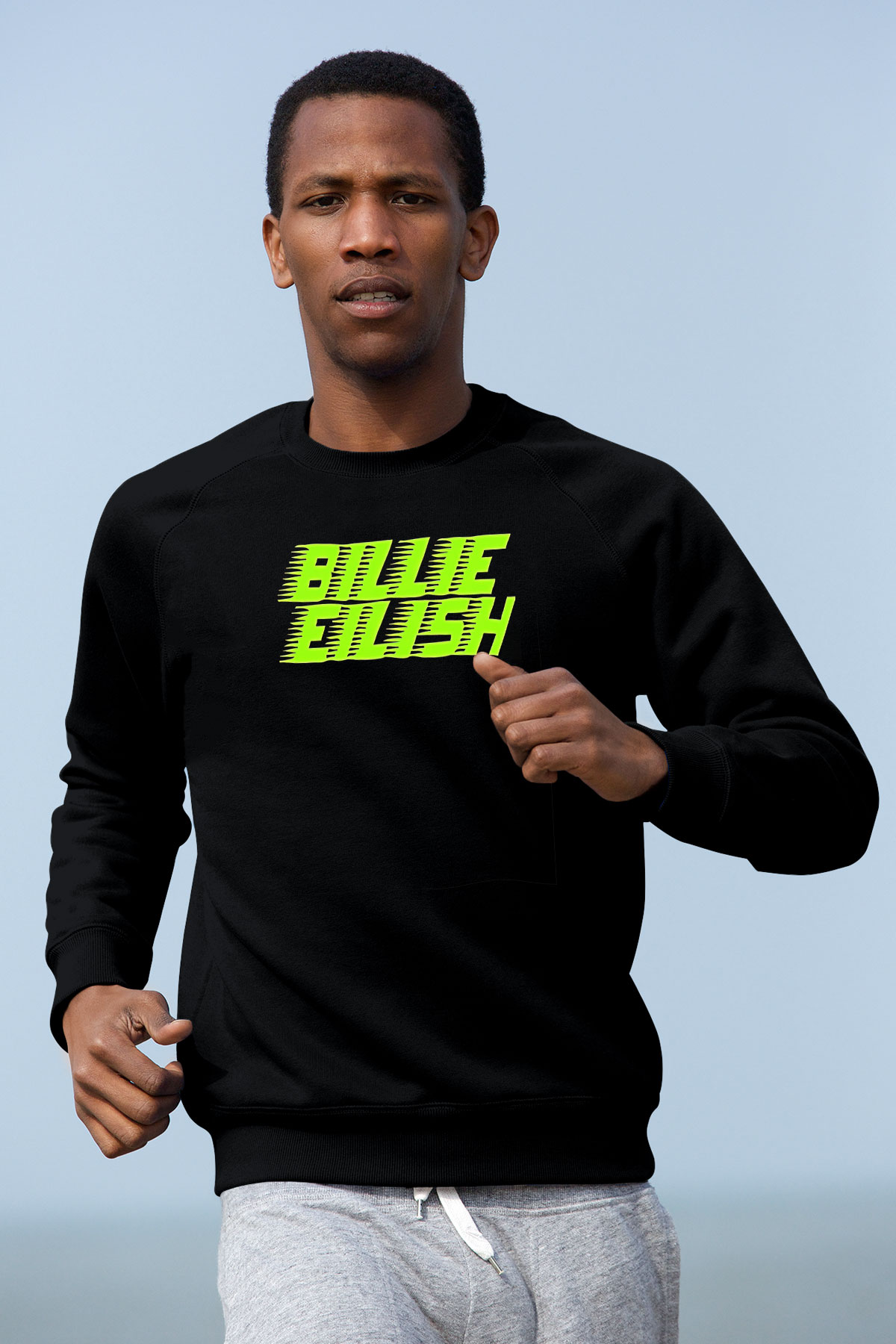 Billie Eilish Baskılı Unisex Siyah Sweatshirt