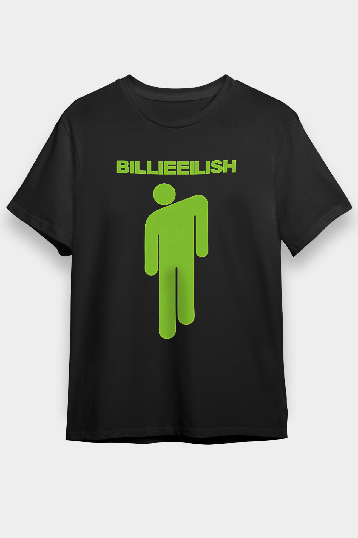 Billie Eilish Baskılı Unisex Siyah Tişört - Tshirt