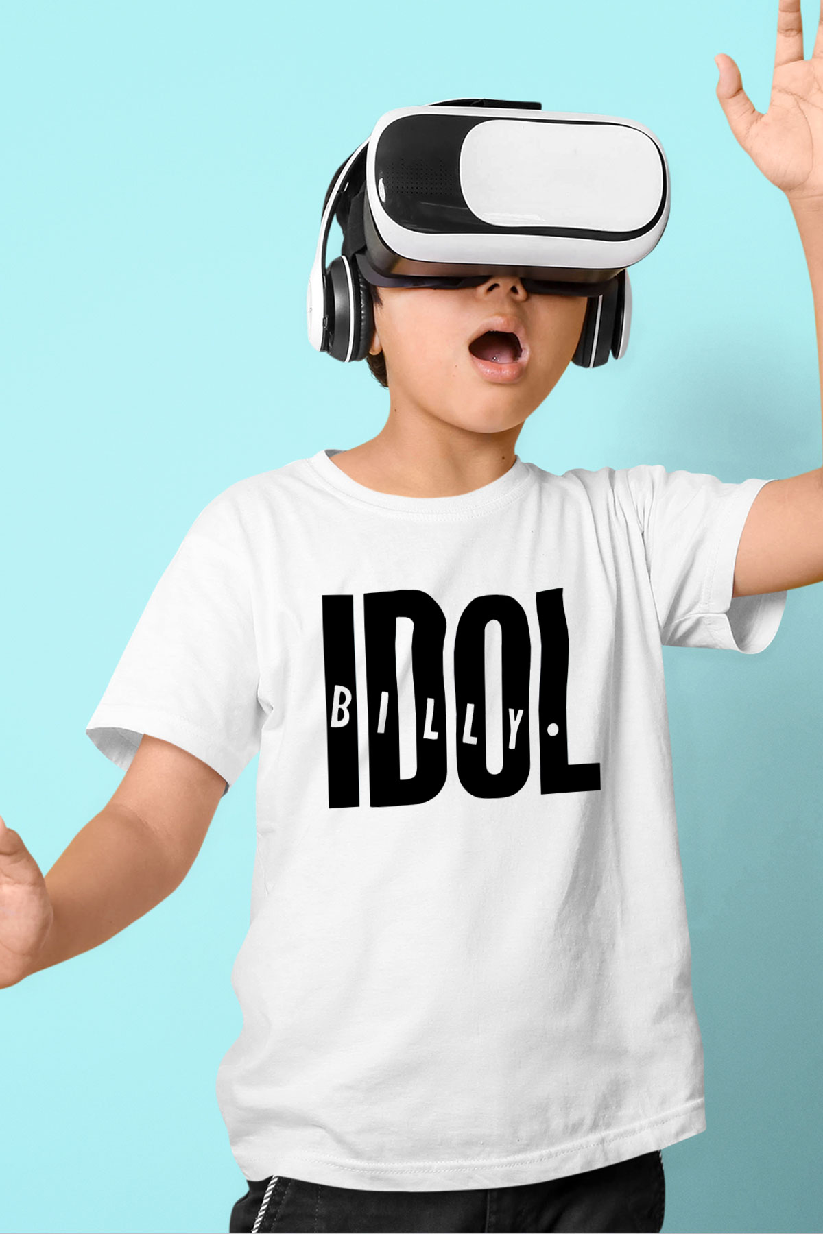 Billy Idol Baskılı Beyaz Unisex Çocuk Tişört