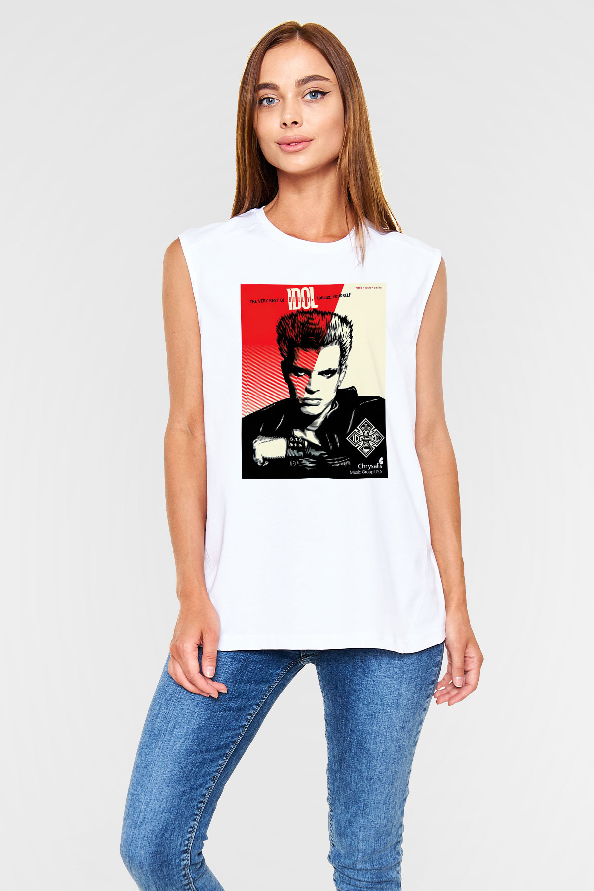 Billy Idol Beyaz Unisex Kolsuz Tişört