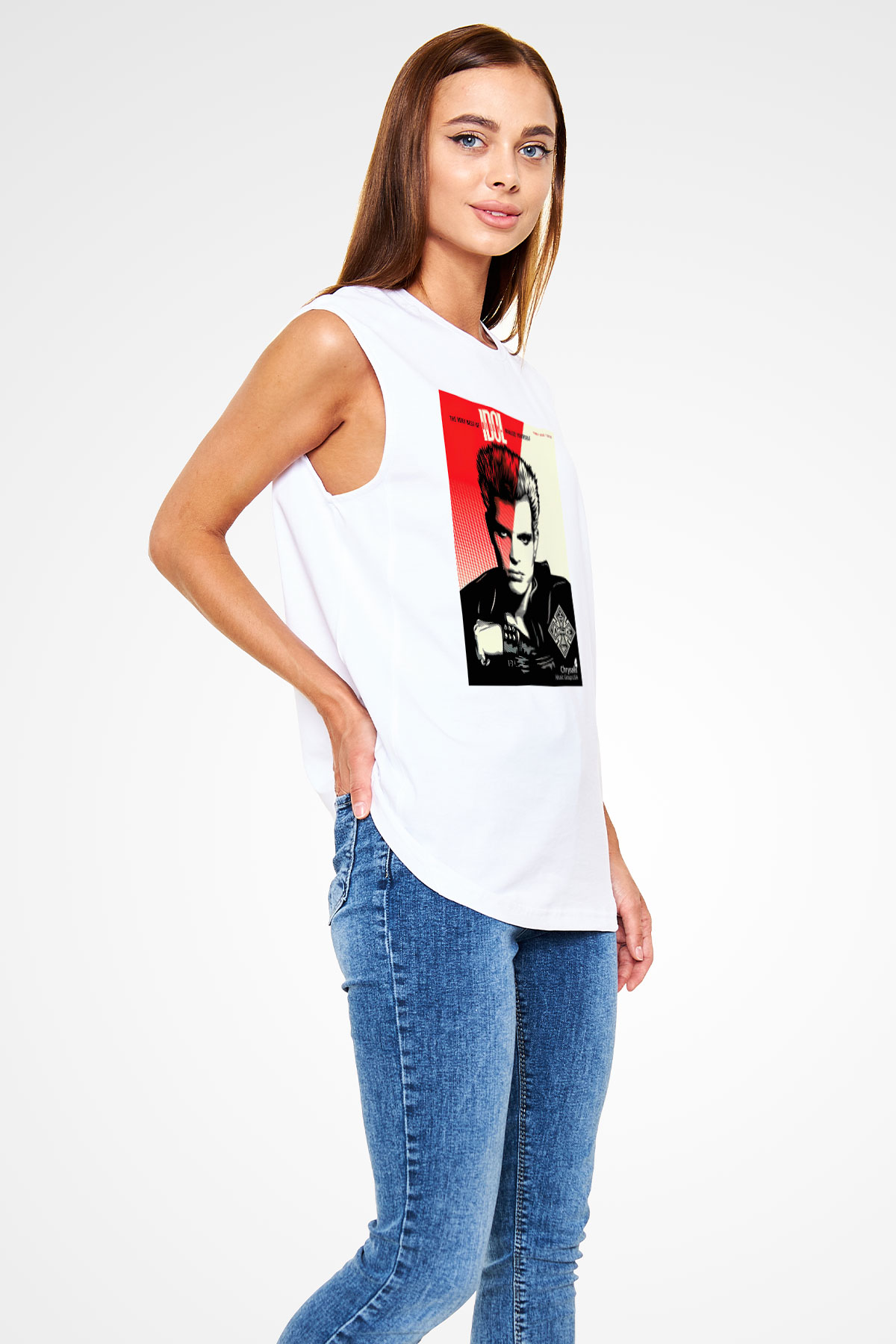 Billy Idol Beyaz Unisex Kolsuz Tişört