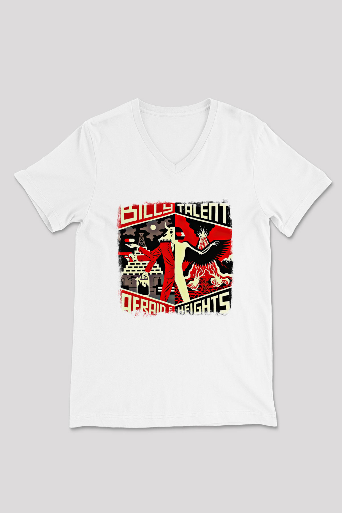 Billy Talent Baskılı Unisex Beyaz V Yaka Tişört
