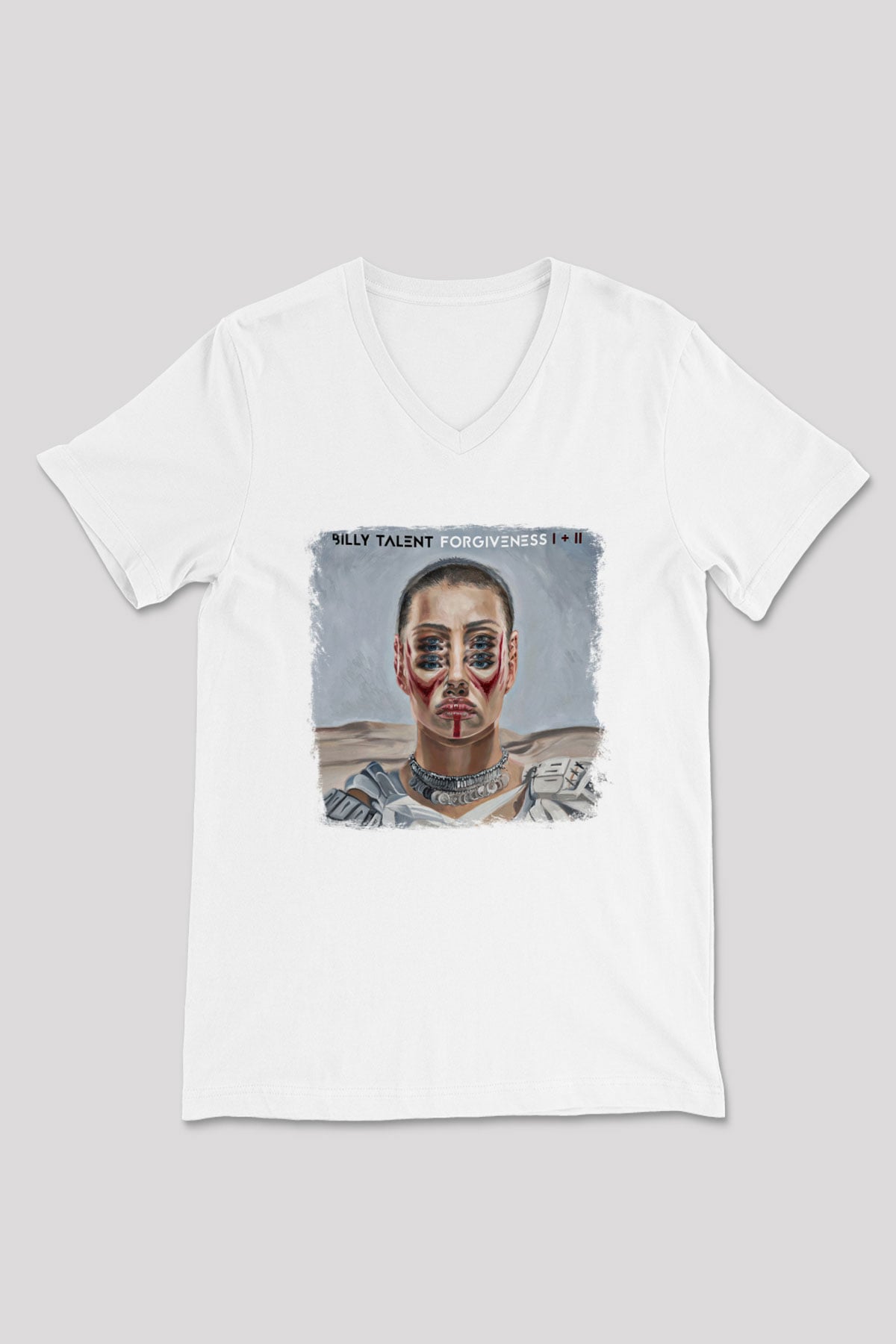 Billy Talent Baskılı Unisex Beyaz V Yaka Tişört