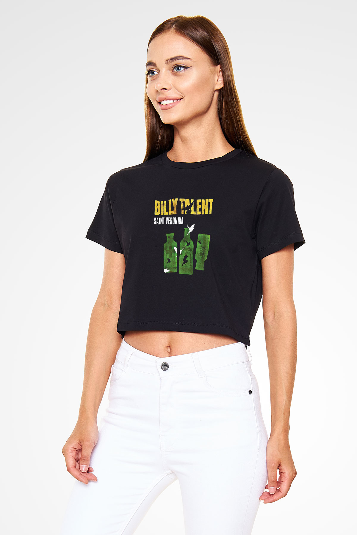 Billy Talent Baskılı Unisex Siyah Crop Top Tişört