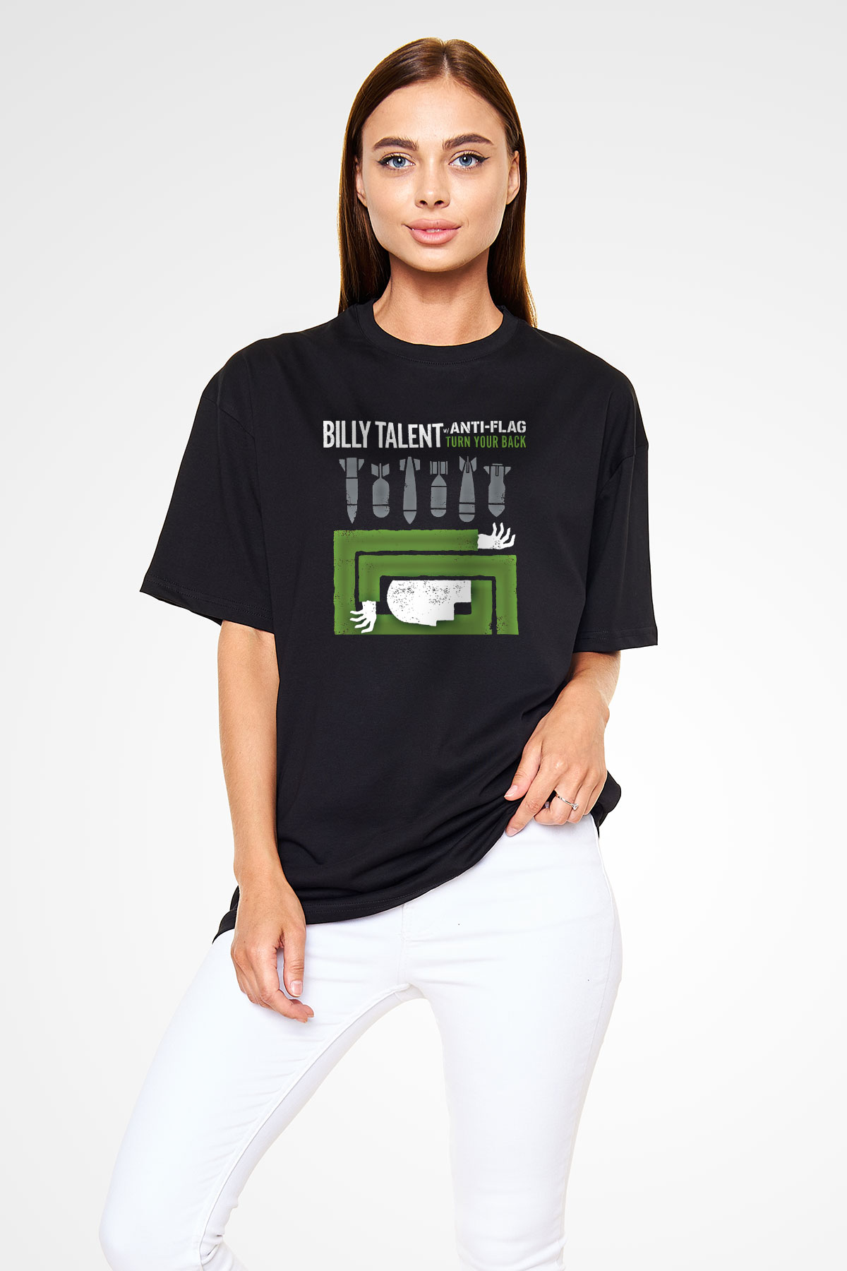 Billy Talent Baskılı Unisex Siyah Oversize Tişört