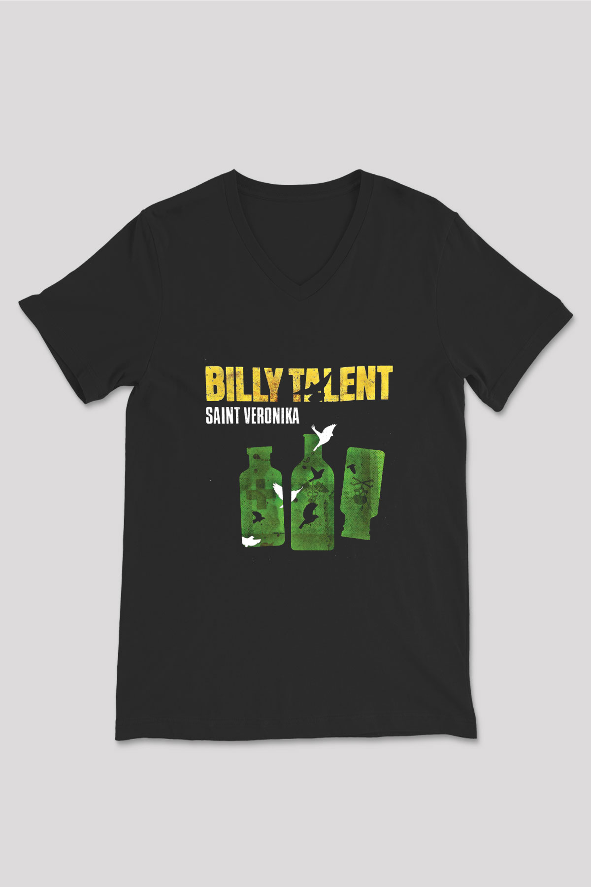 Billy Talent Baskılı Unisex Siyah V Yaka Tişört
