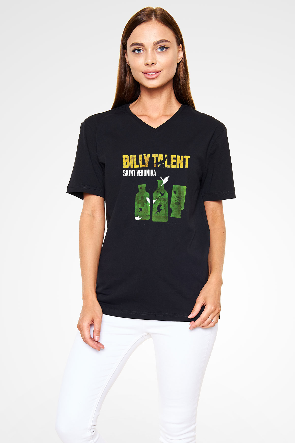 Billy Talent Baskılı Unisex Siyah V Yaka Tişört