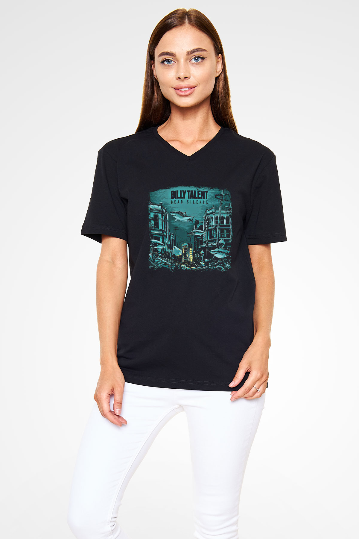 Billy Talent Baskılı Unisex Siyah V Yaka Tişört