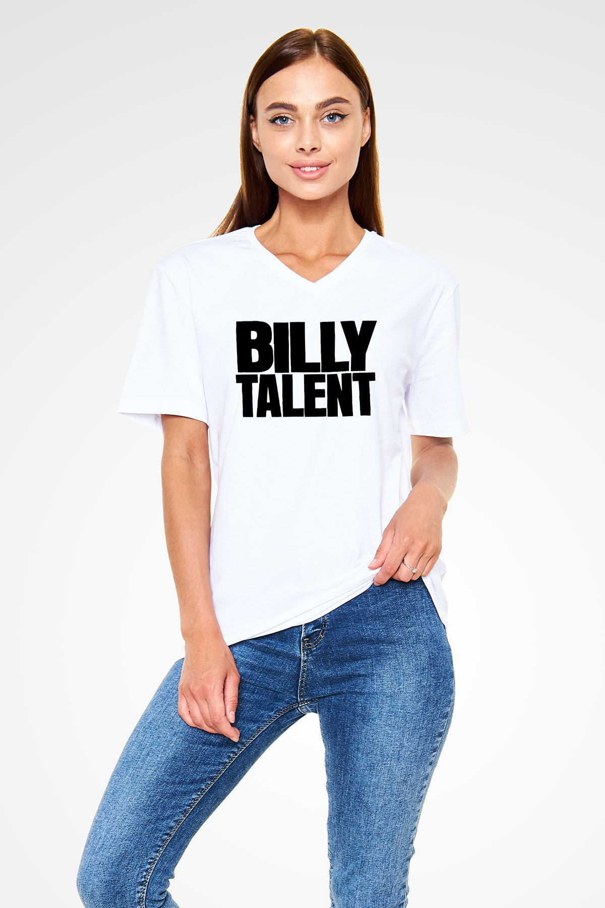 Billy Talent Beyaz Unisex V Yaka Tişört