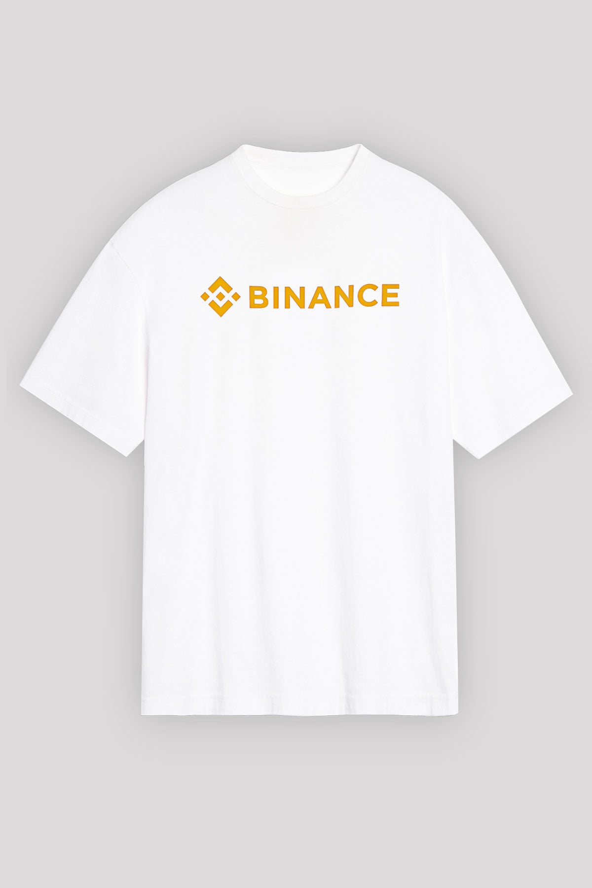 Binance Baskılı Beyaz Unisex Oversize Tişört - Tshirt