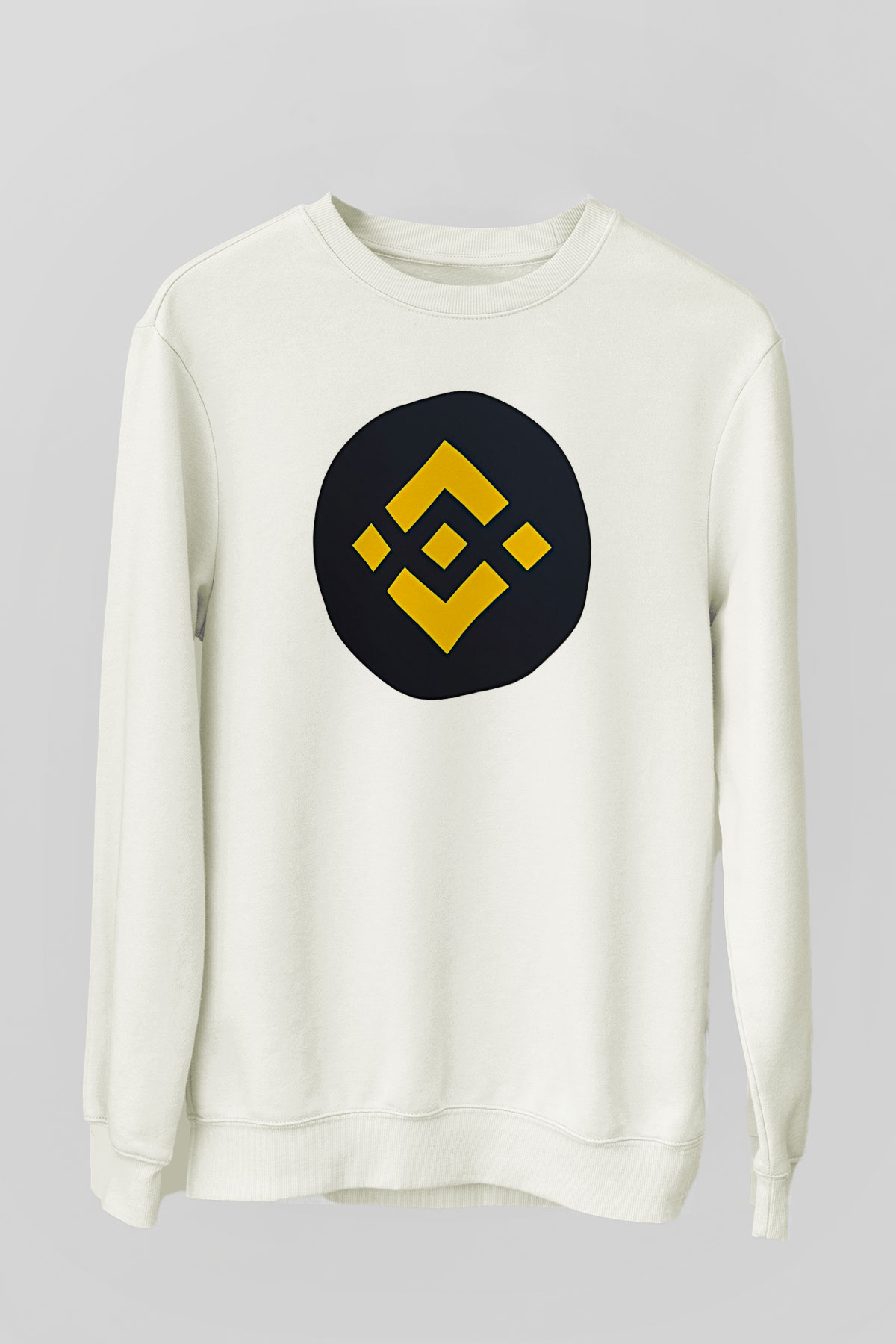 Binance Baskılı Beyaz Unisex Sweatshirt