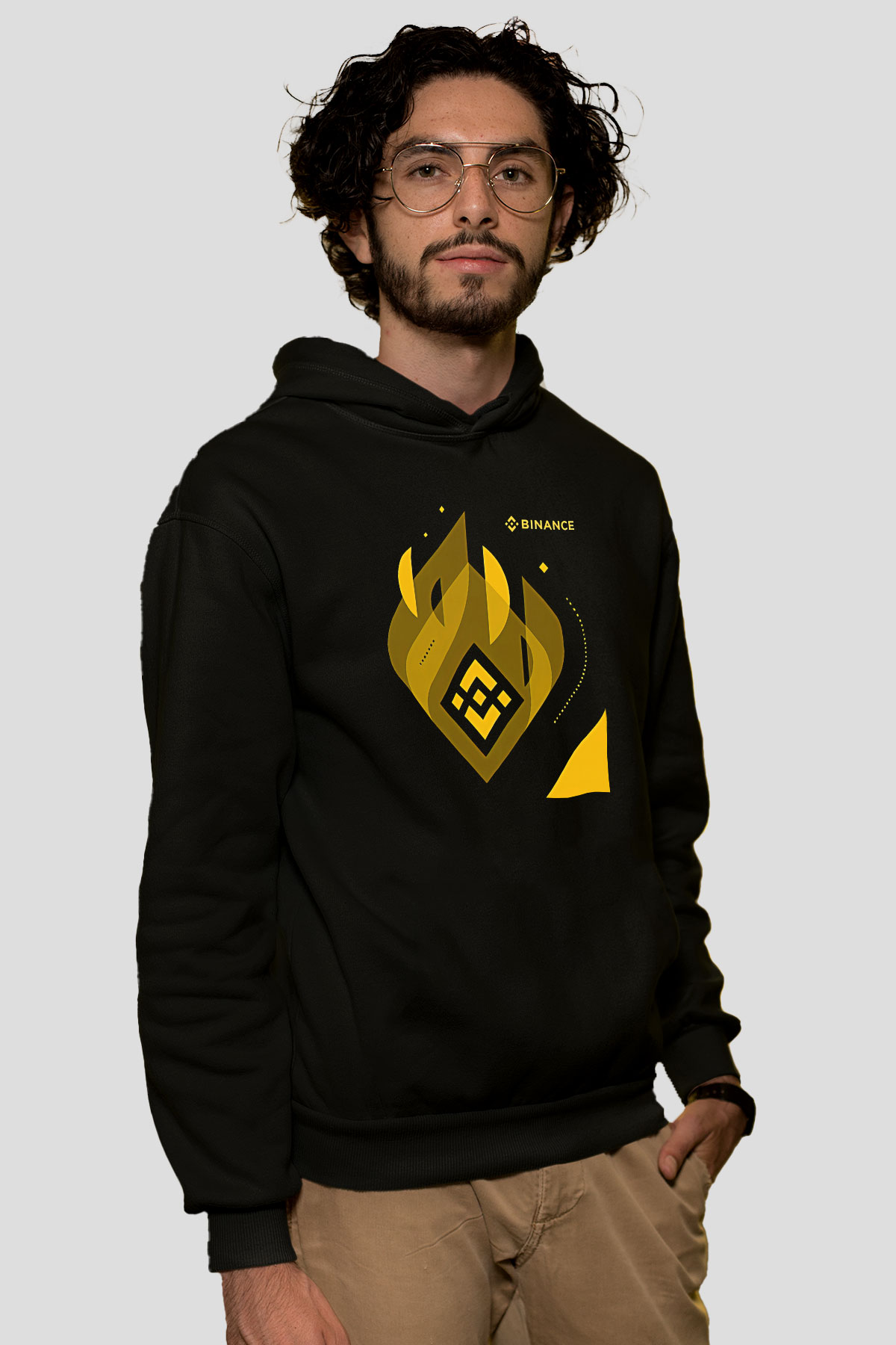 Binance Baskılı Unisex Siyah Hoodie