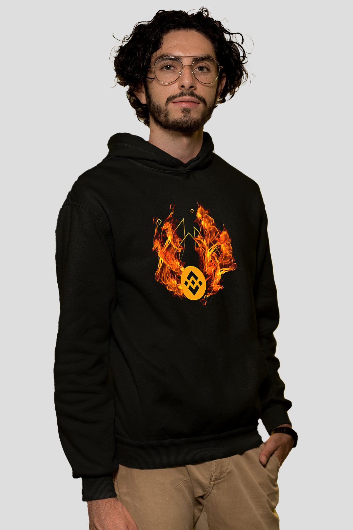 Binance Baskılı Unisex Siyah Hoodie