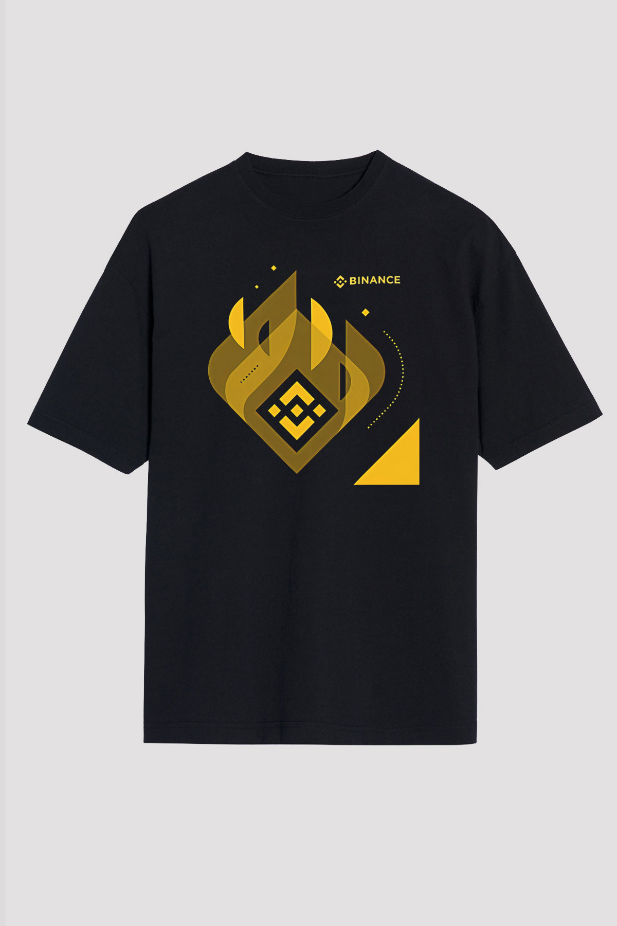 Binance Baskılı Unisex Siyah Oversize Tişört - Tshirt