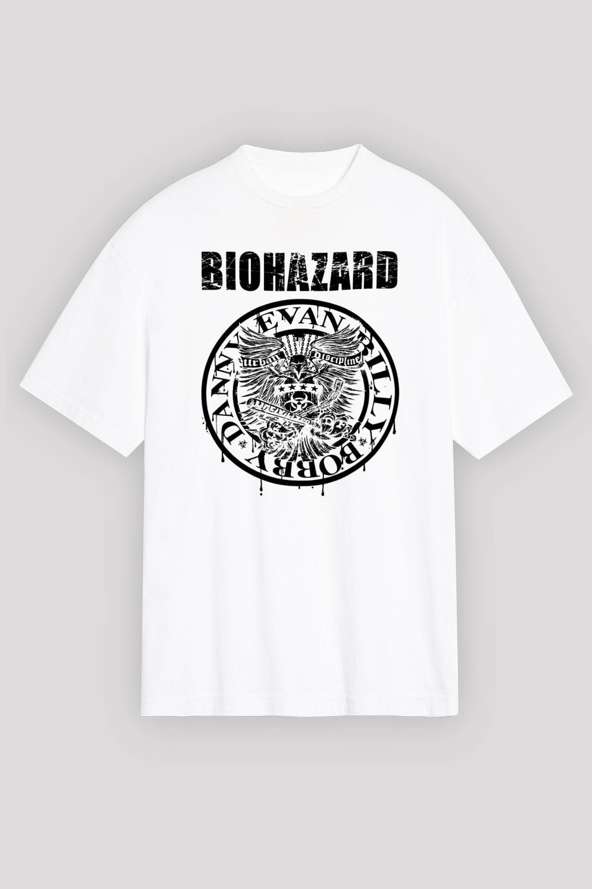 Biohazard Beyaz Unisex Oversize Tişört T-Shirt