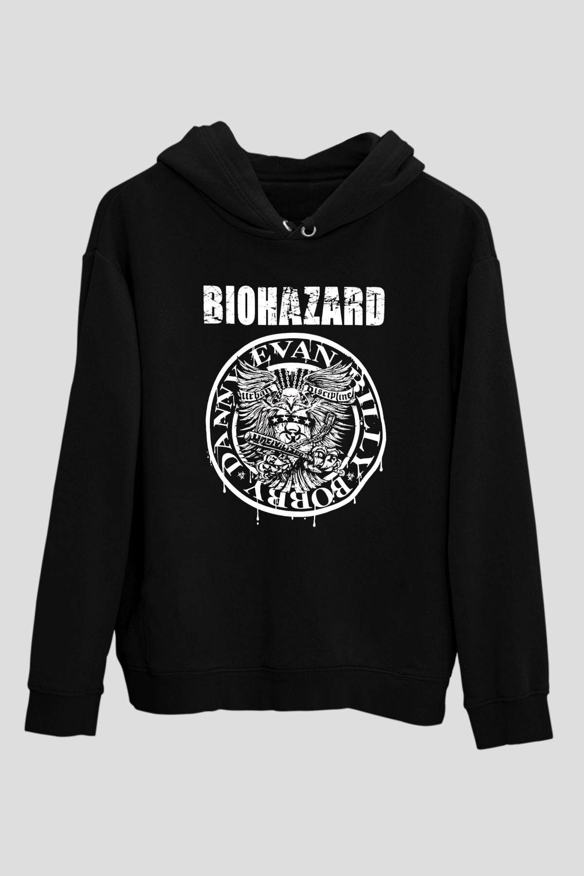 Biohazard Siyah Unisex Kapüşonlu Sweatshirt