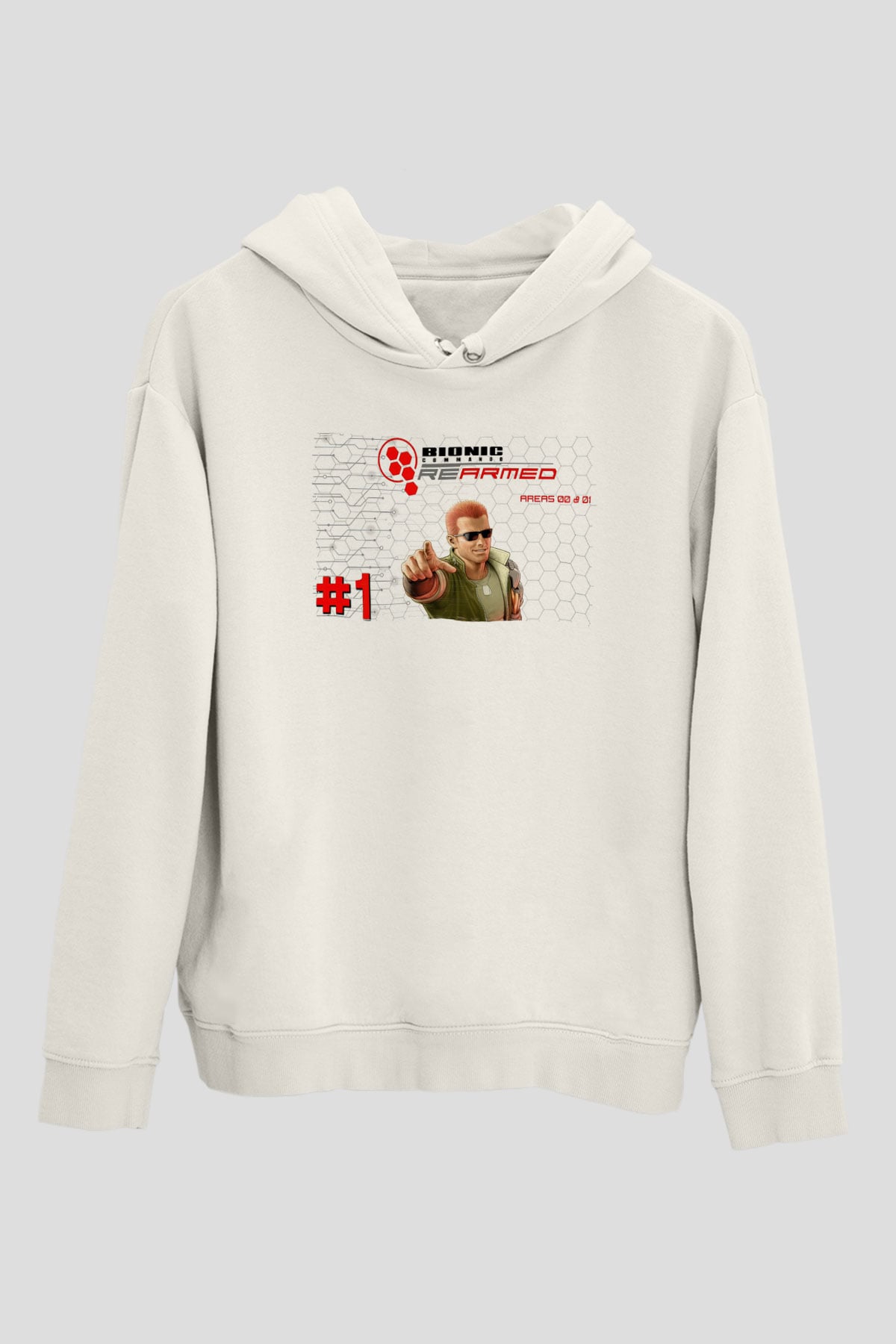 Bionic Commando Beyaz Unisex Hoodie