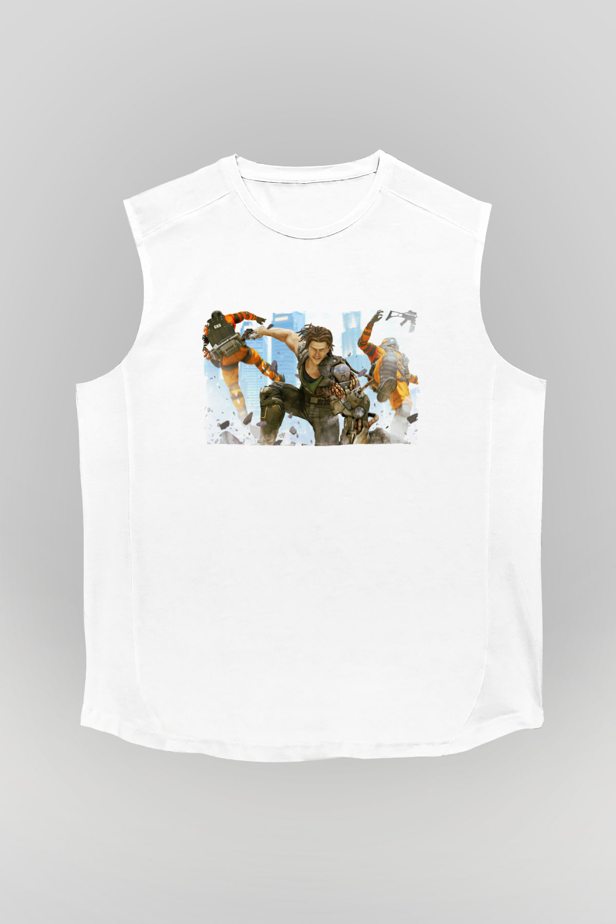 Bionic Commando Beyaz Unisex Kolsuz Tişört
