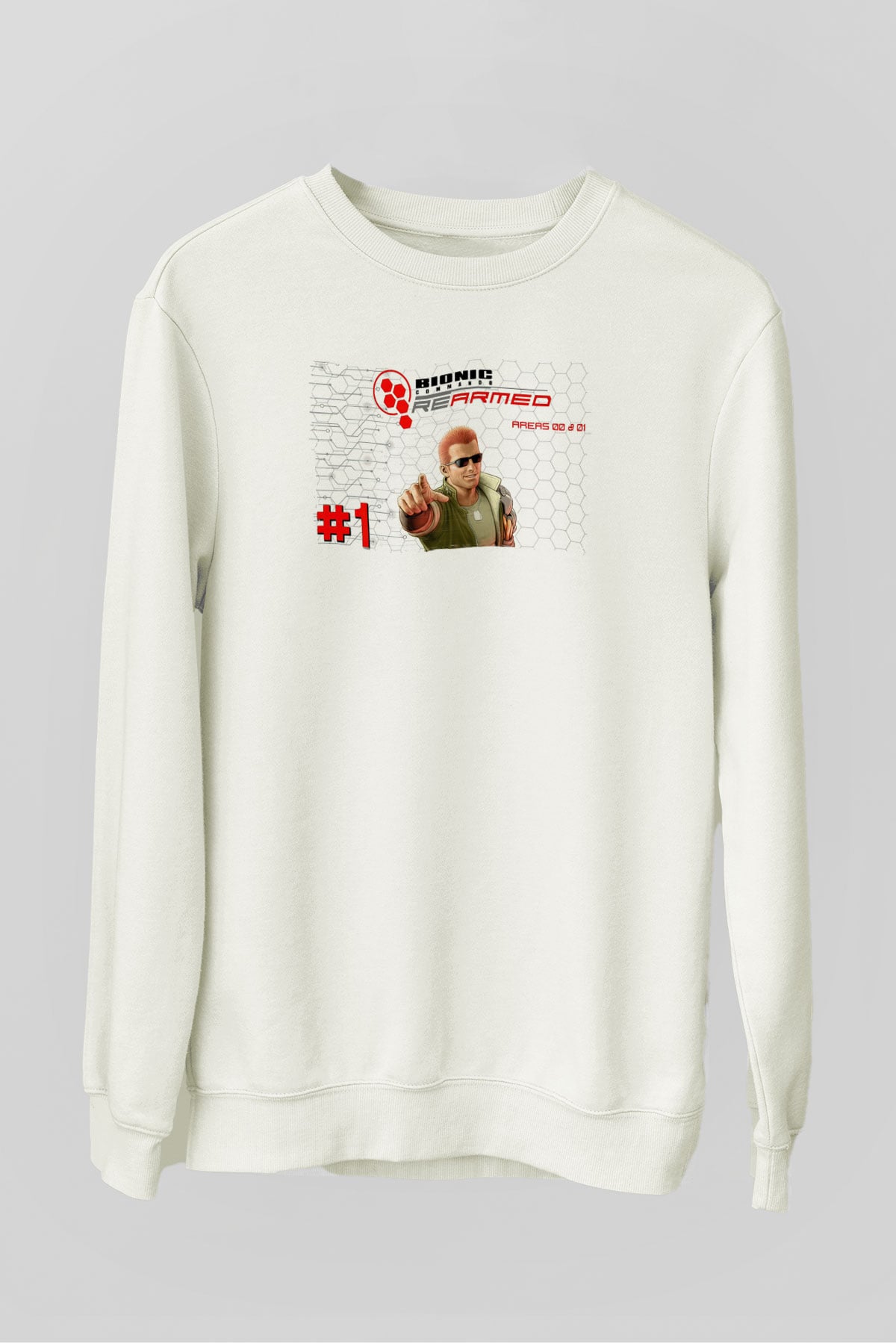 Bionic Commando Beyaz Unisex Sweatshirt