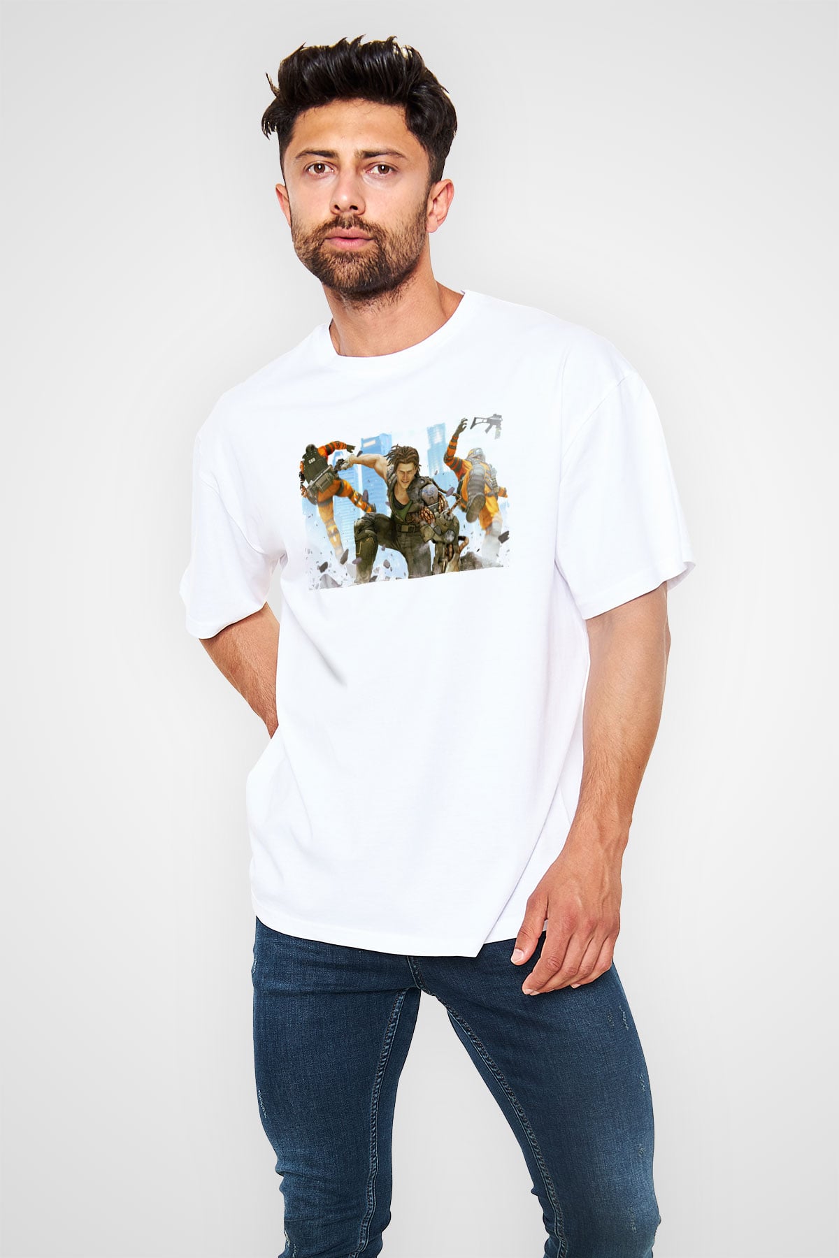 Bionic Commando Beyaz Oversize Tişört Oversize T-shirt