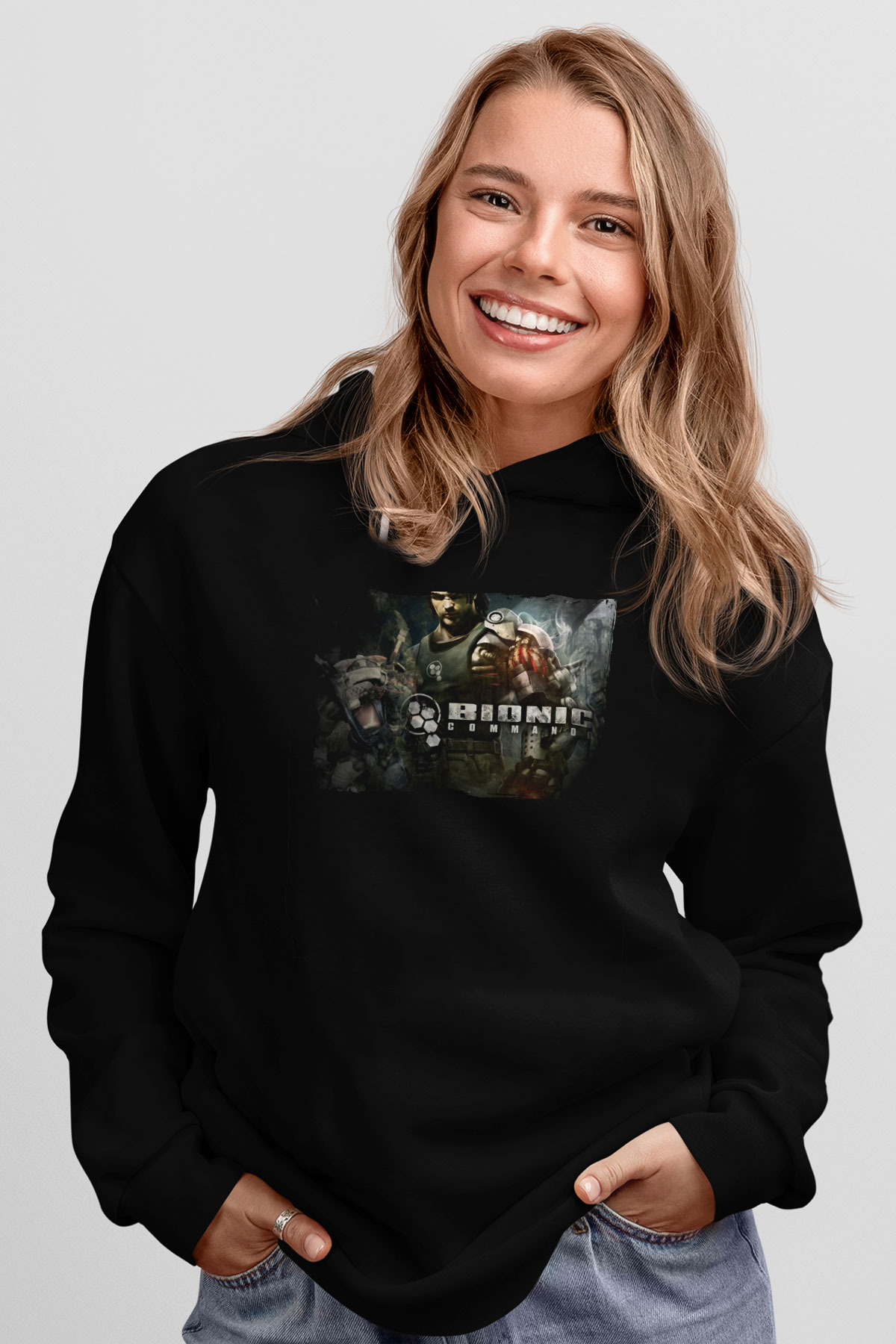 Bionic Commando Siyah Unisex Hoodie