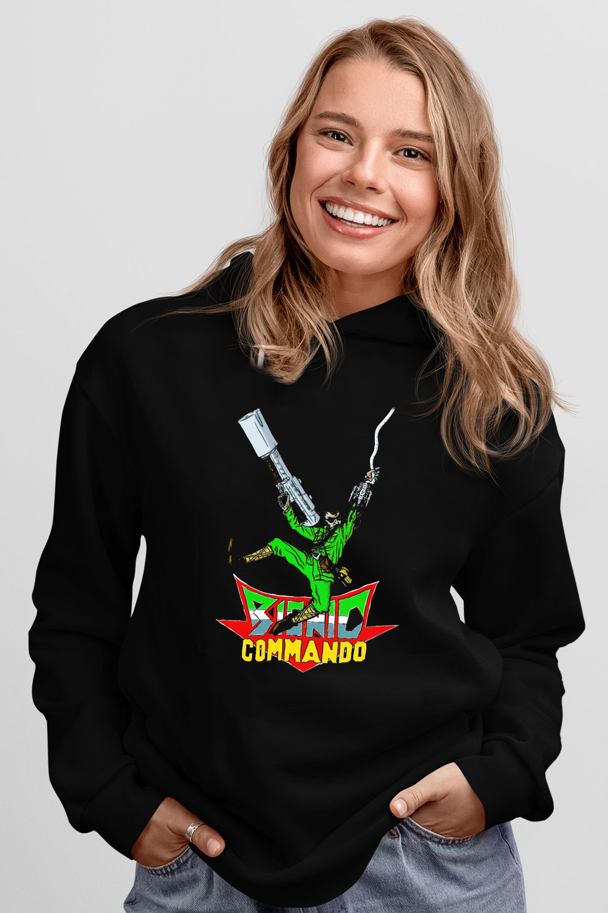 Bionic Commando Siyah Unisex Hoodie