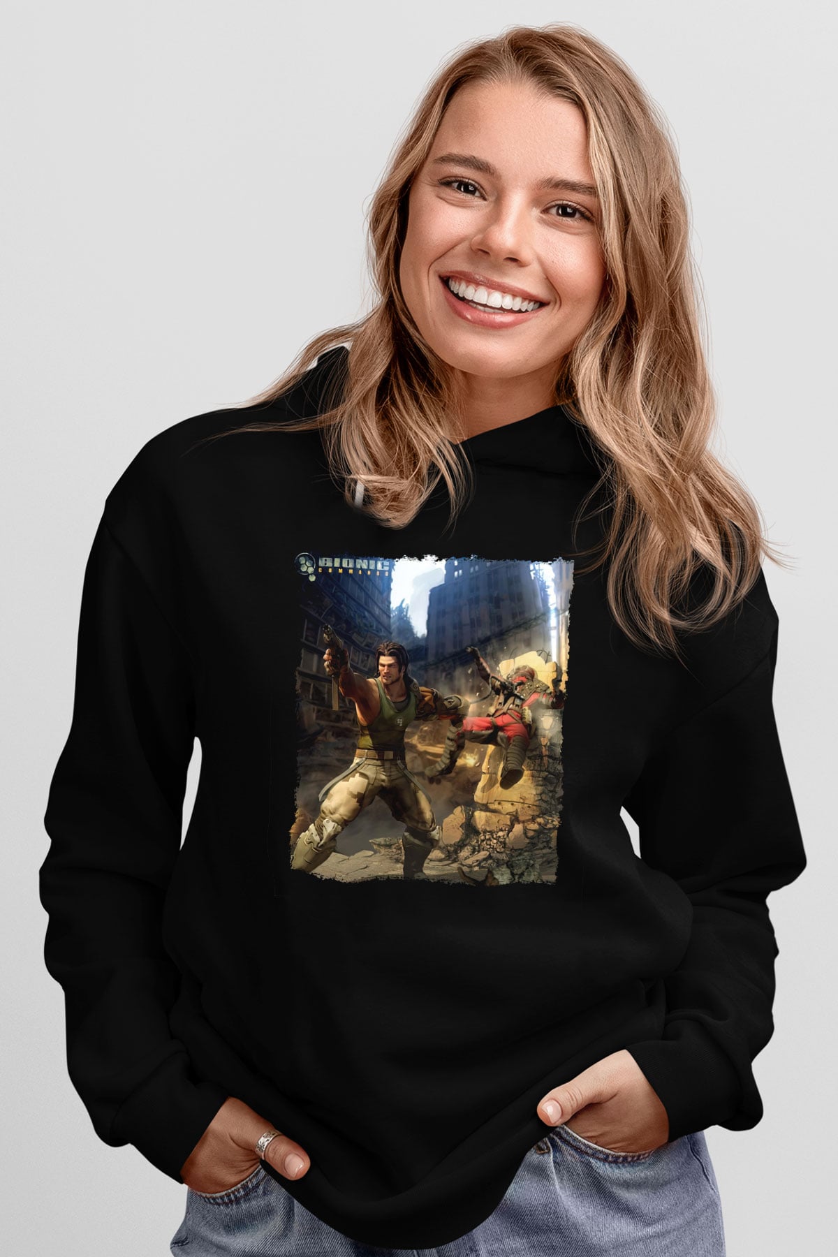 Bionic Commando Siyah Unisex Hoodie