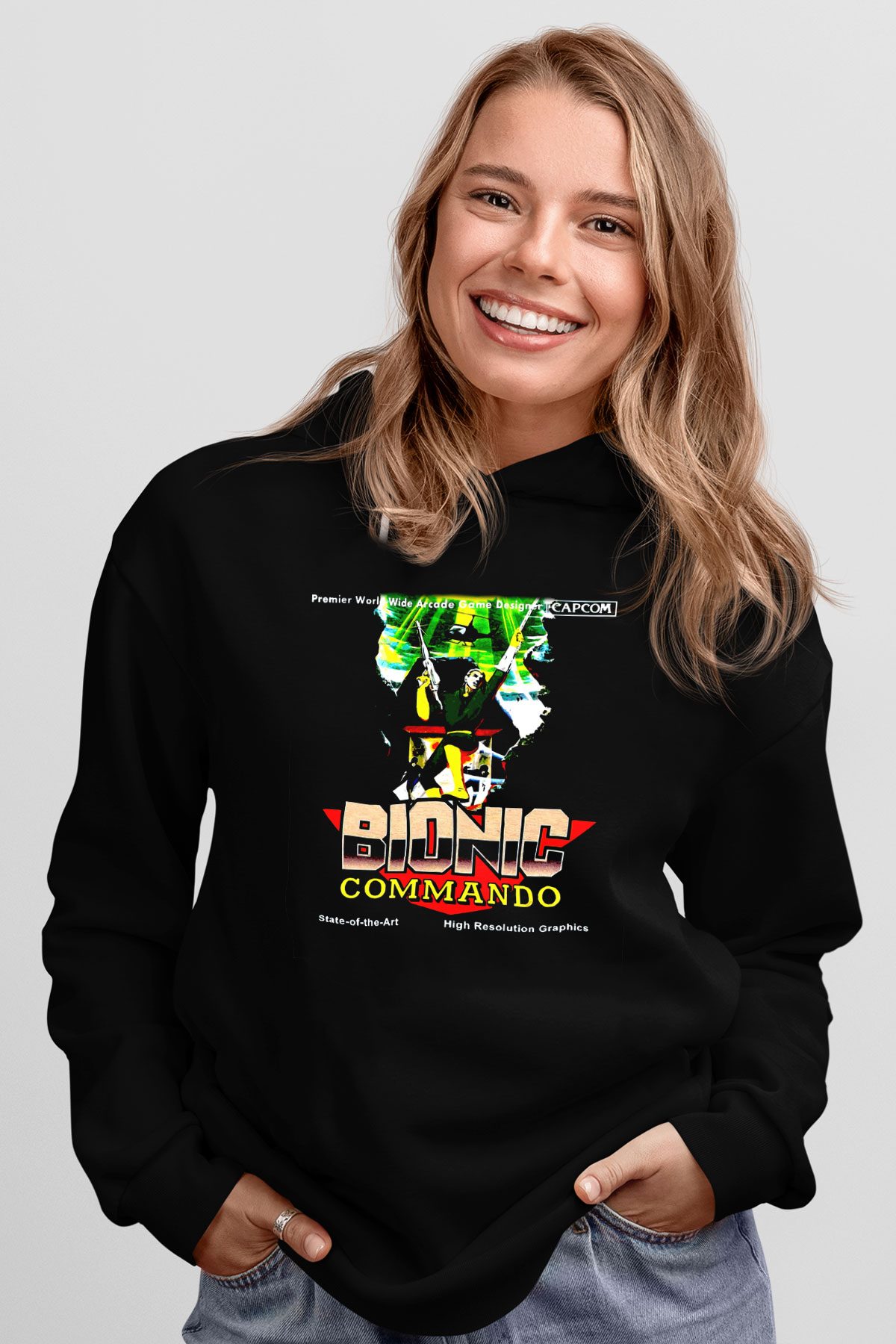Bionic Commando Siyah Unisex Hoodie