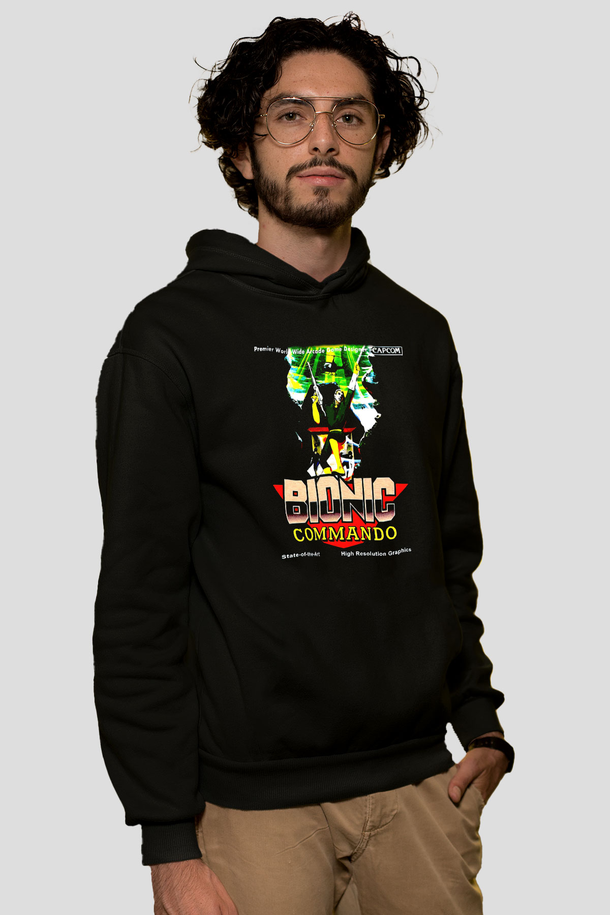 Bionic Commando Siyah Unisex Hoodie