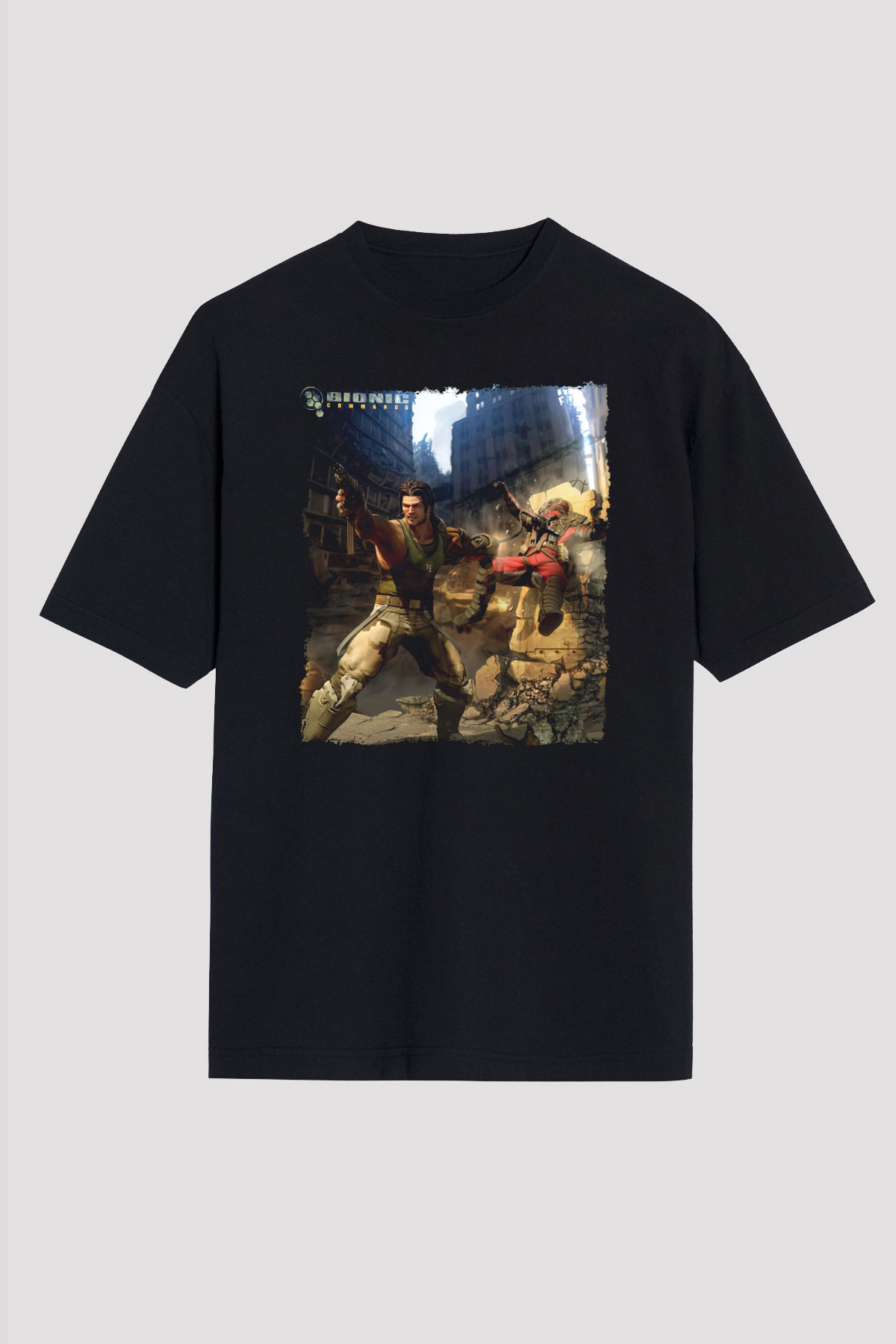Bionic Commando Siyah Oversize Tişört Oversize T-shirt