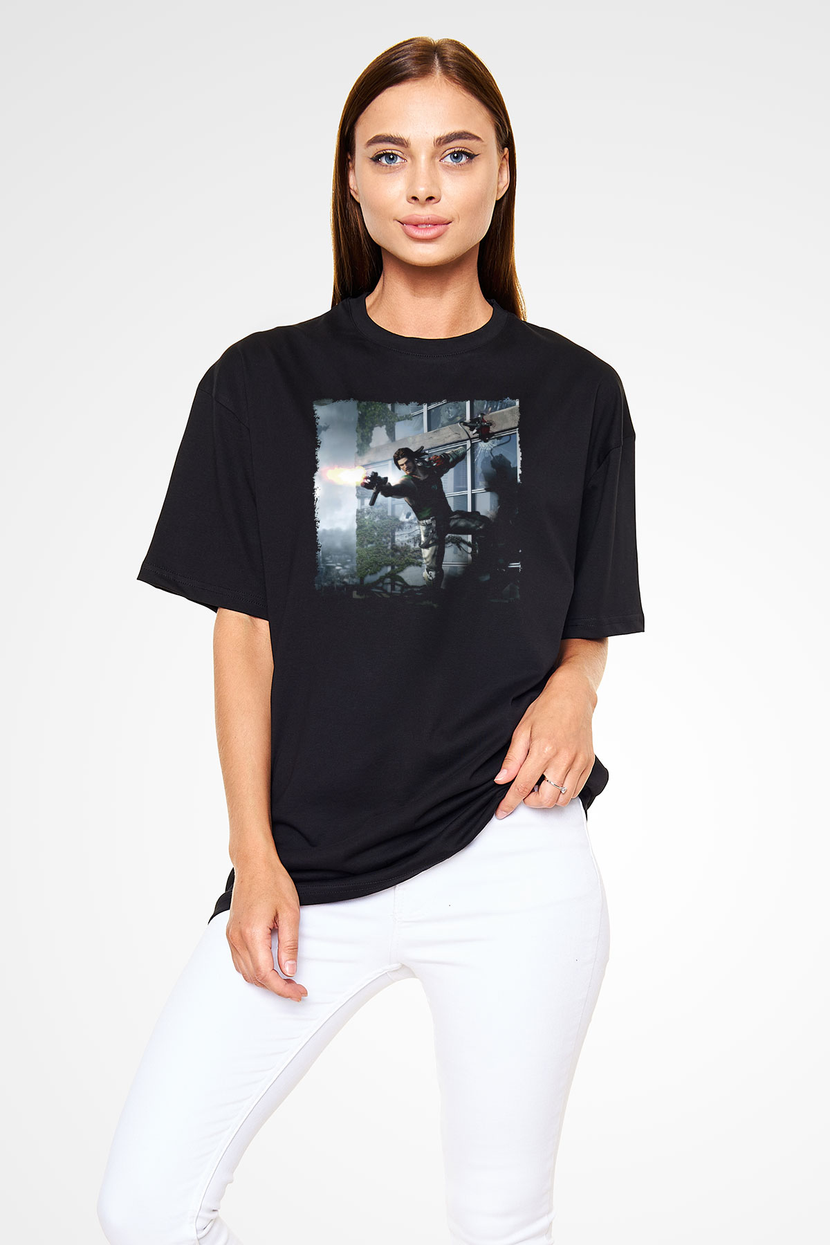 Bionic Commando Siyah Oversize Tişört Oversize T-shirt