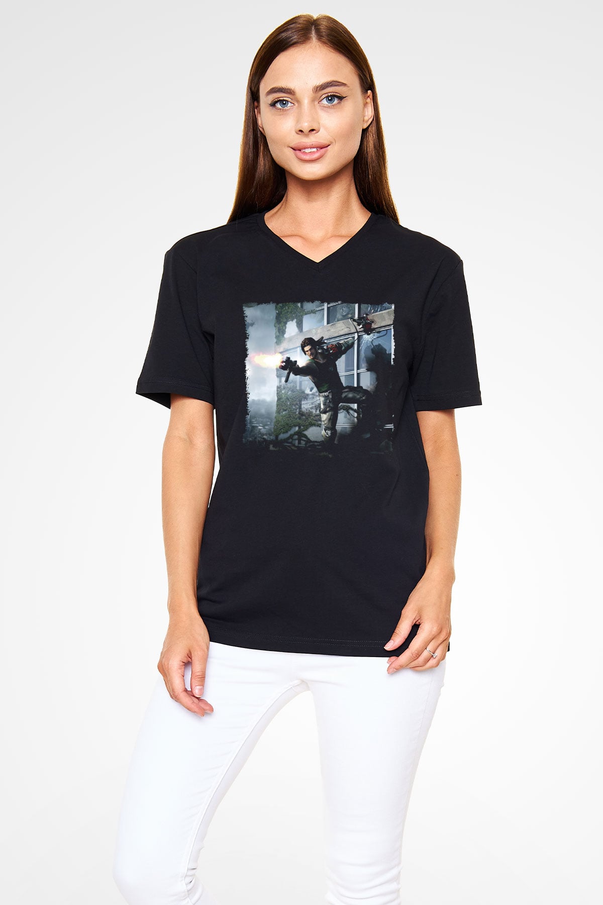 Bionic Commando Siyah Unisex V Yaka Tişört