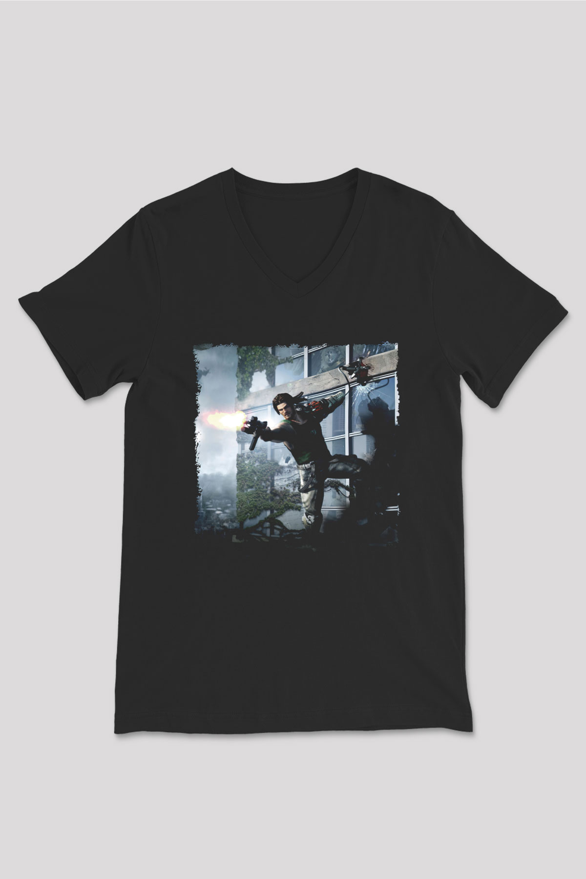 Bionic Commando Siyah Unisex V Yaka Tişört