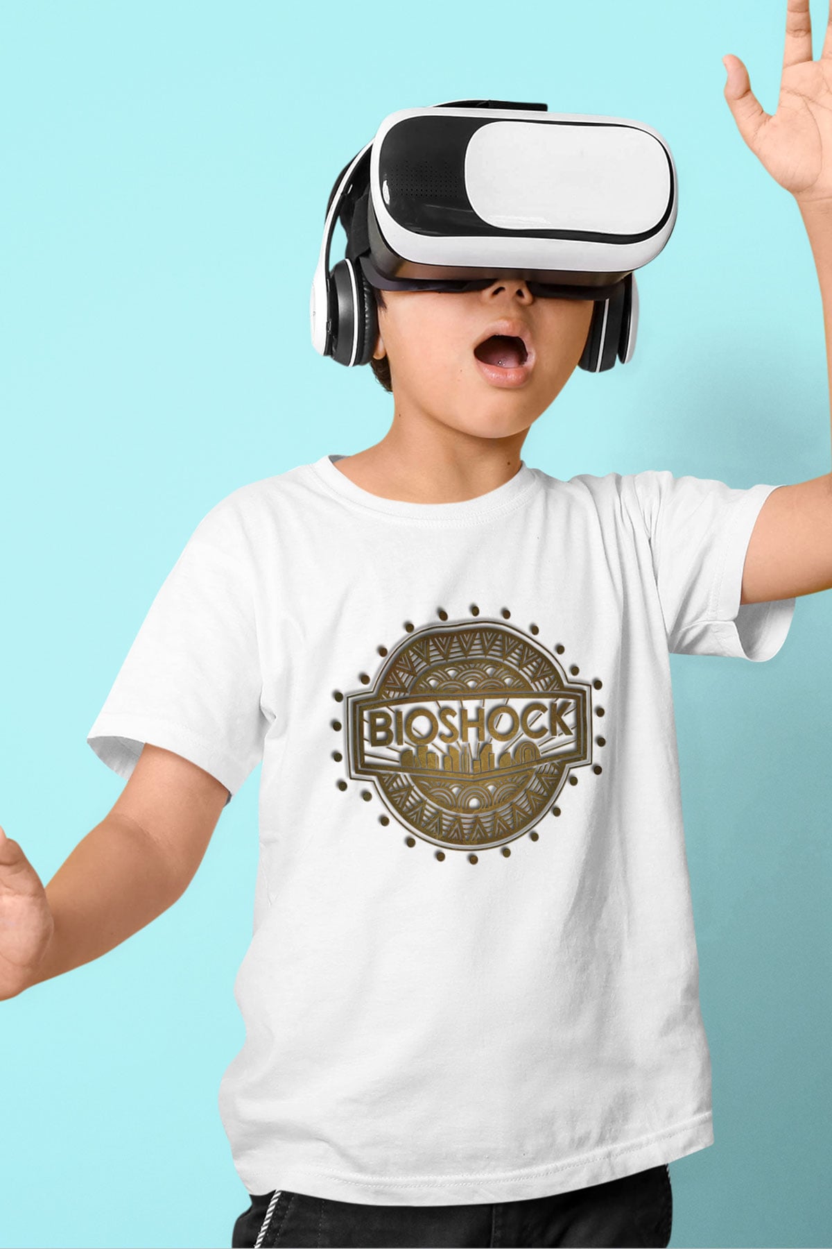 BioShock Baskılı Beyaz Unisex Çocuk Tişört