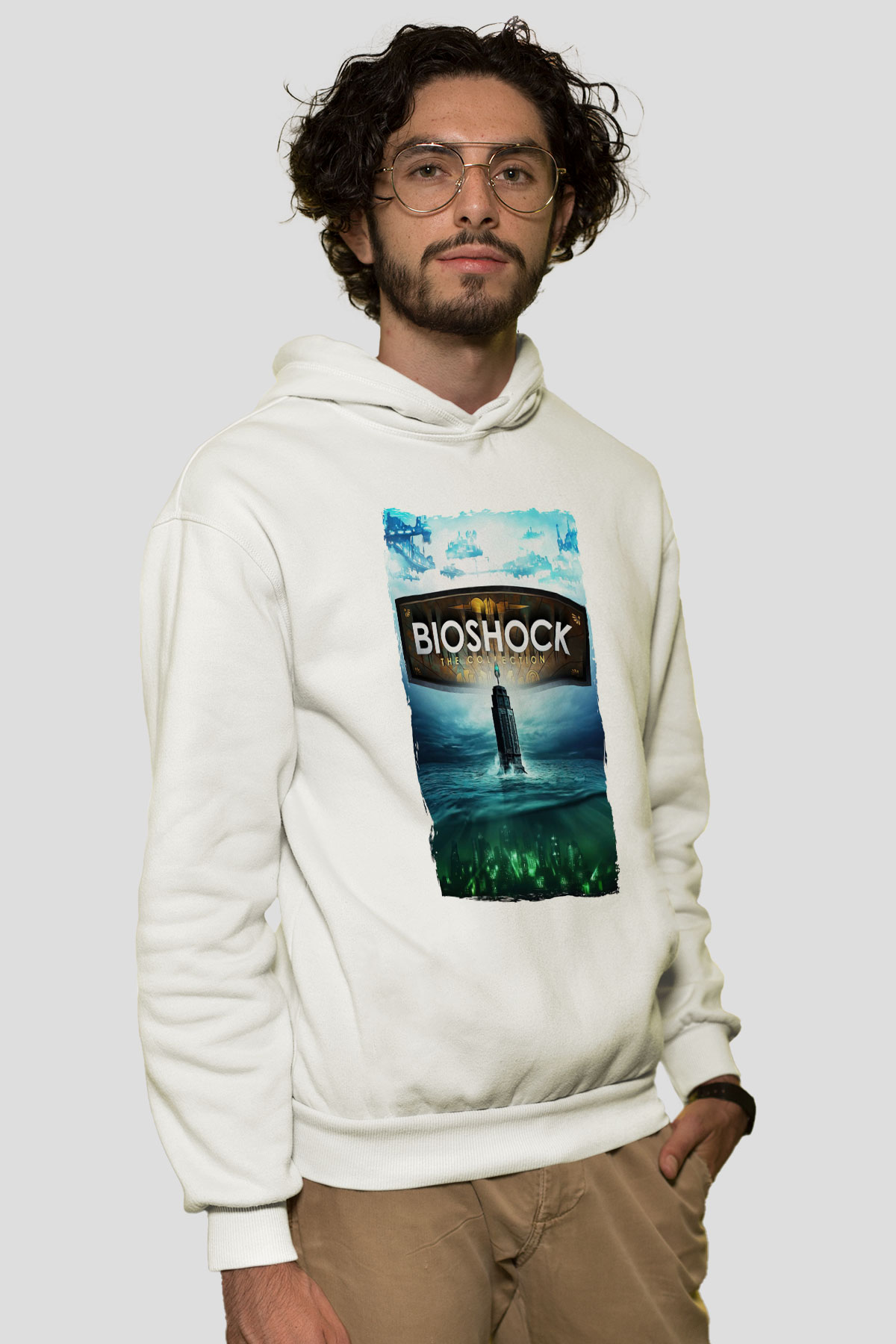 BioShock Beyaz Unisex Hoodie