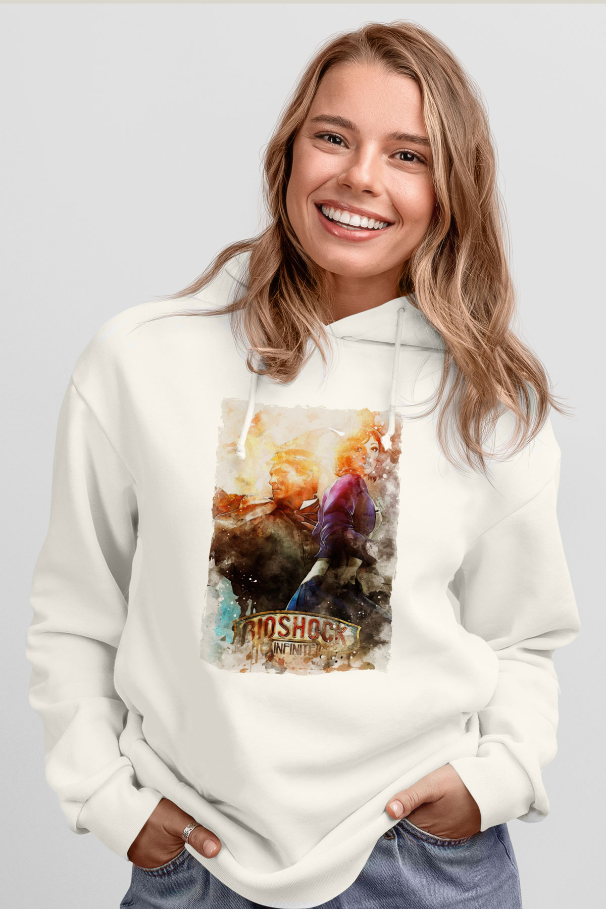 BioShock Beyaz Unisex Hoodie