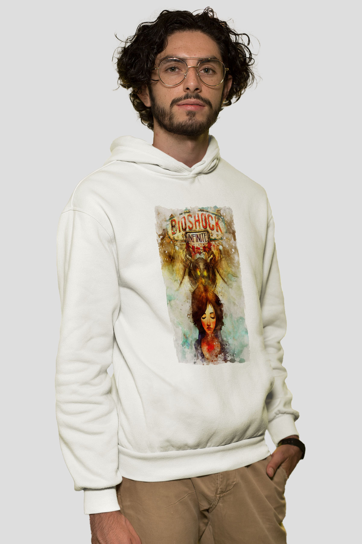 BioShock Beyaz Unisex Hoodie